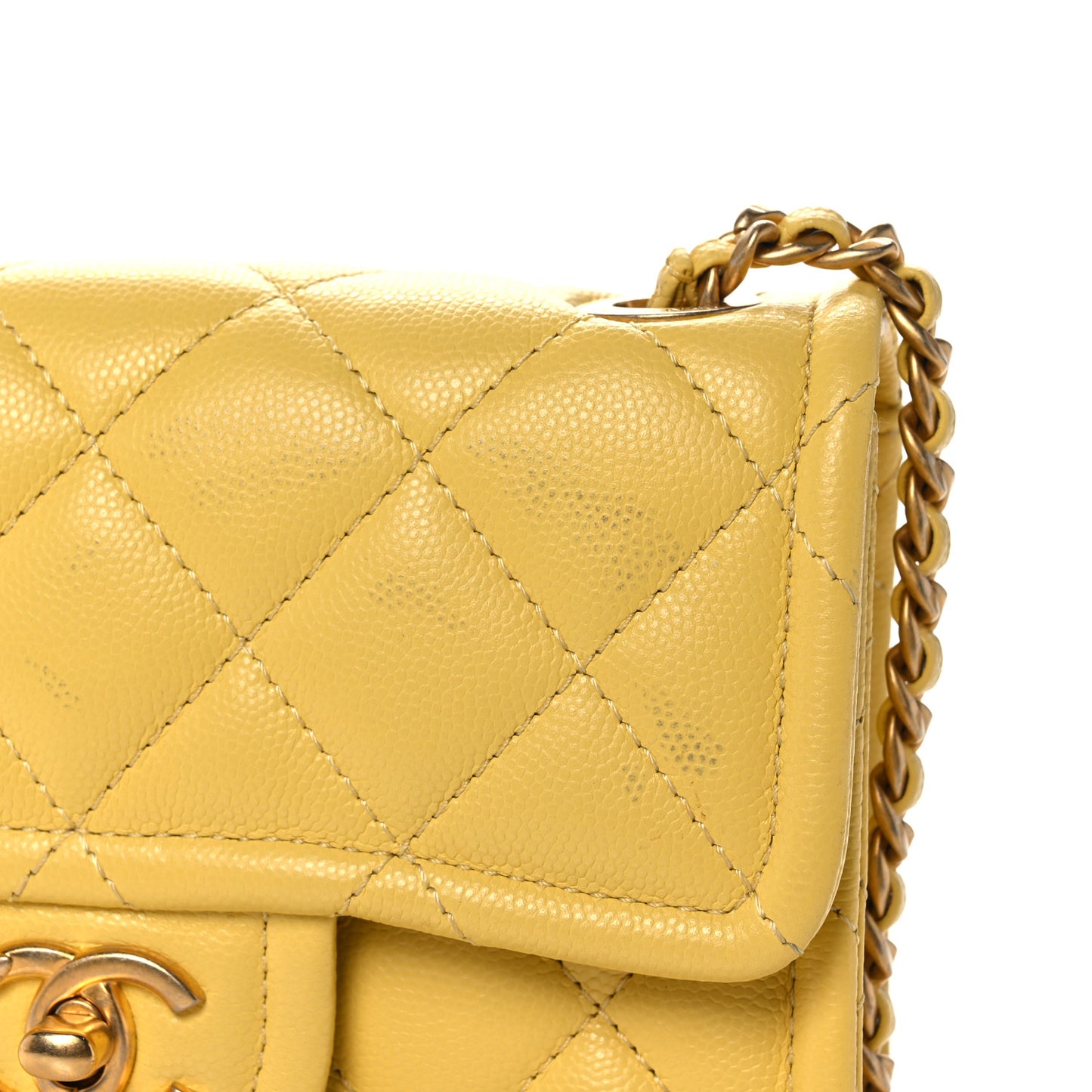 Caviar Quilted Mini Sweet Classic Flap Yellow