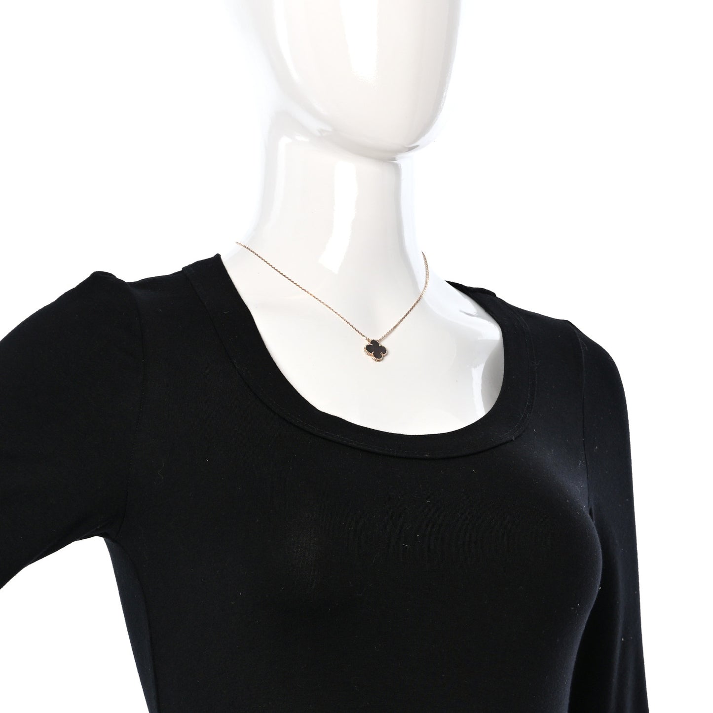 18K Rose Gold Gray Mother of Pearl Vintage Alhambra Pendant Necklace