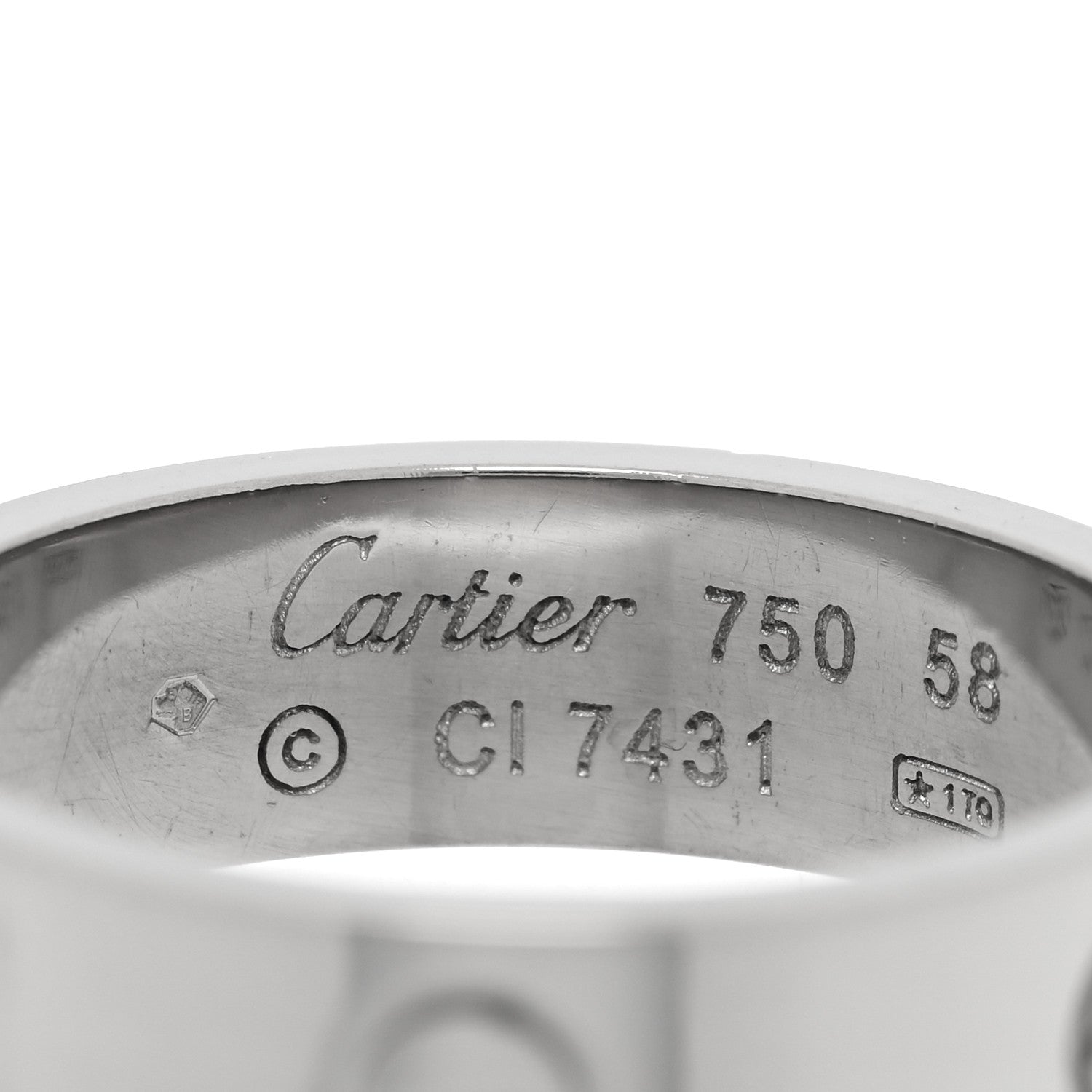 Cartier 18K White Gold 6mm LOVE Ring 58 8.25 4 of 4
