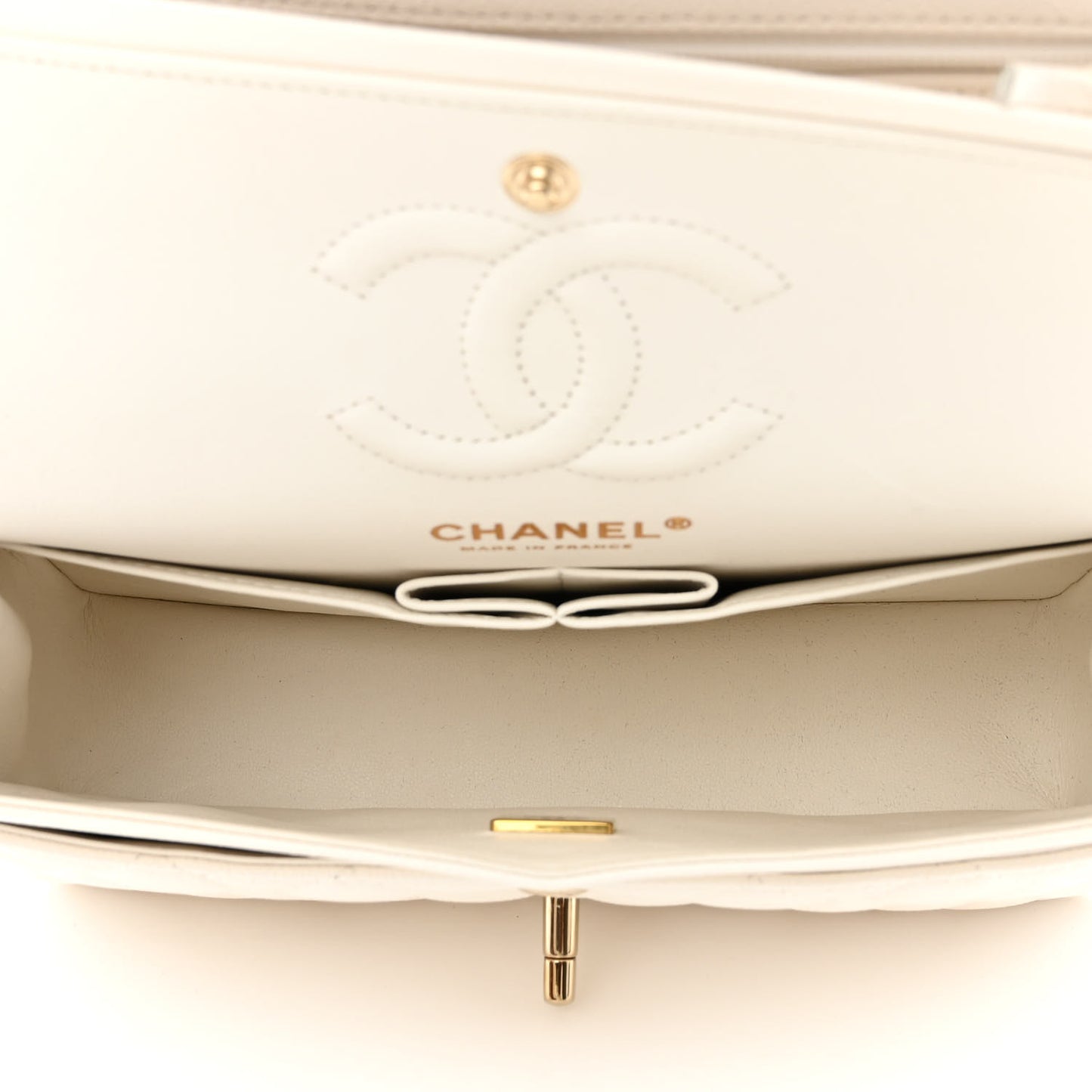 Caviar Quilted Small Double Flap White