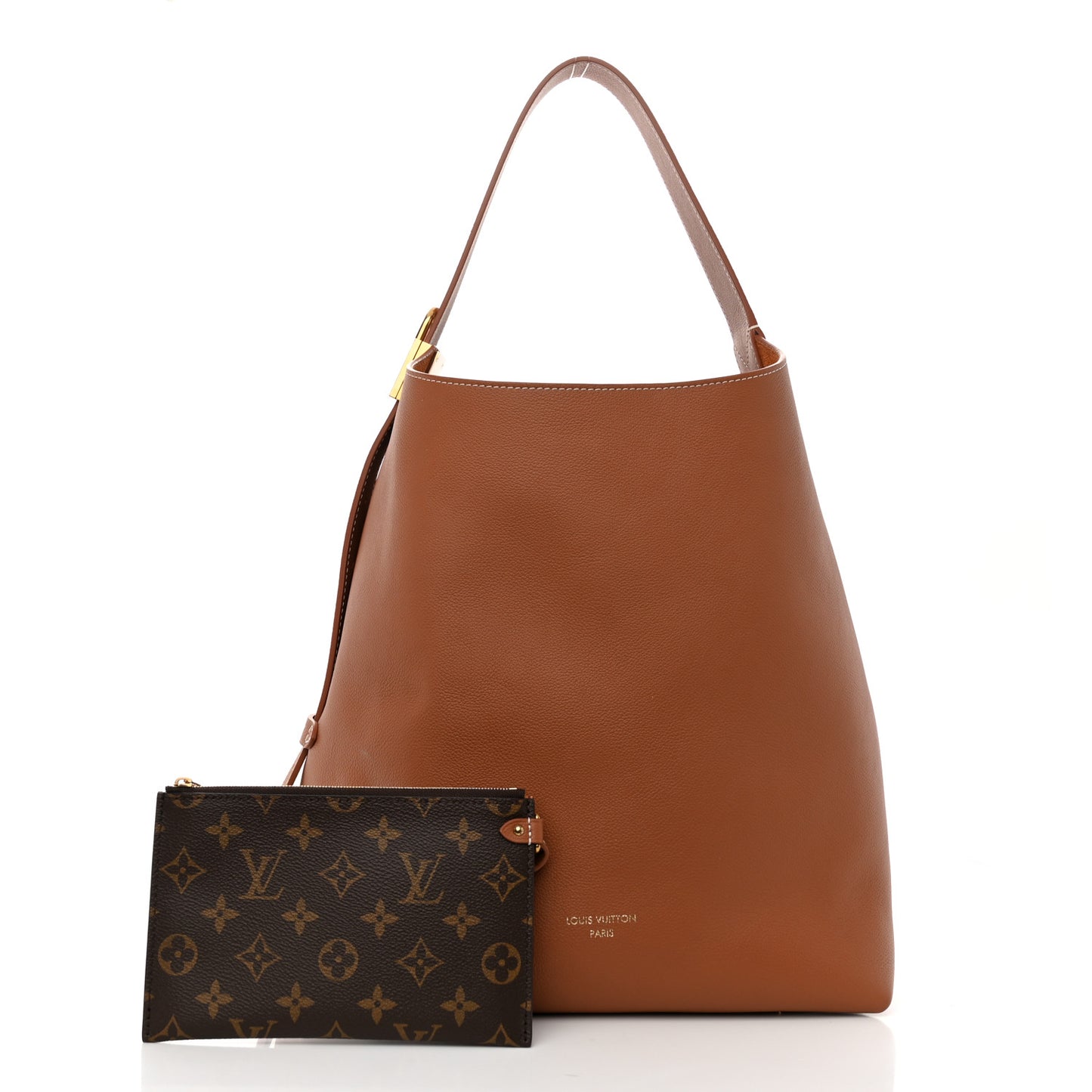 Grained Calfskin Low Key Hobo MM Cognac