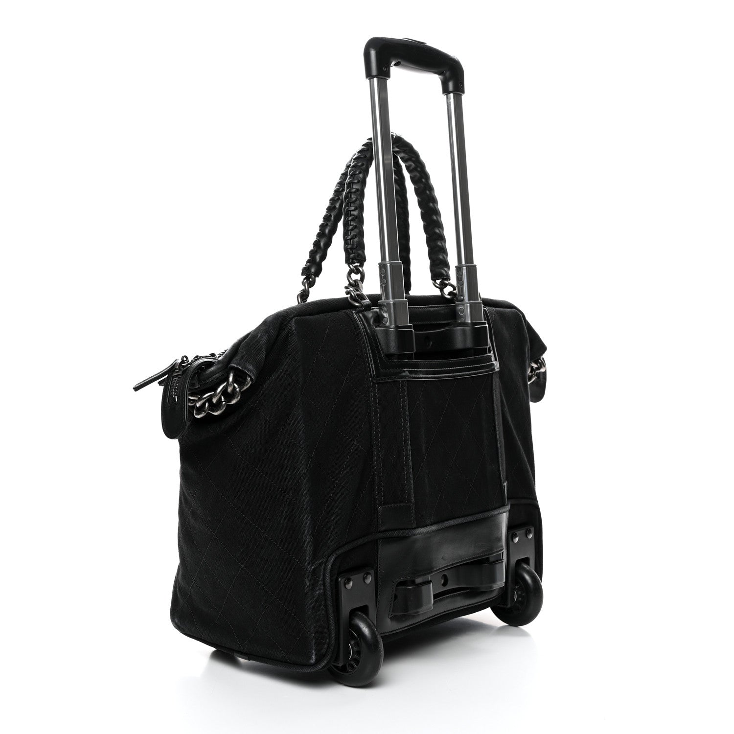 Chanel Washed Toile Calfskin Quilted Trolley Black 3 of 13