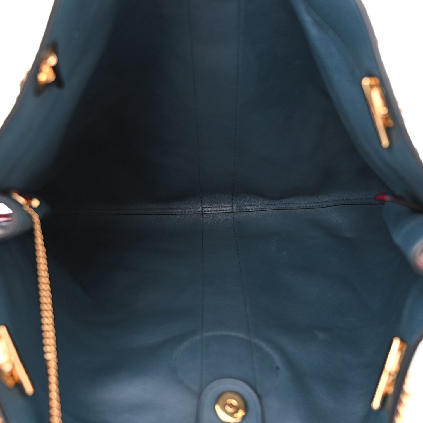 Suede Calfskin Large Rajah Chain Tote New Blue Romantic Cherry