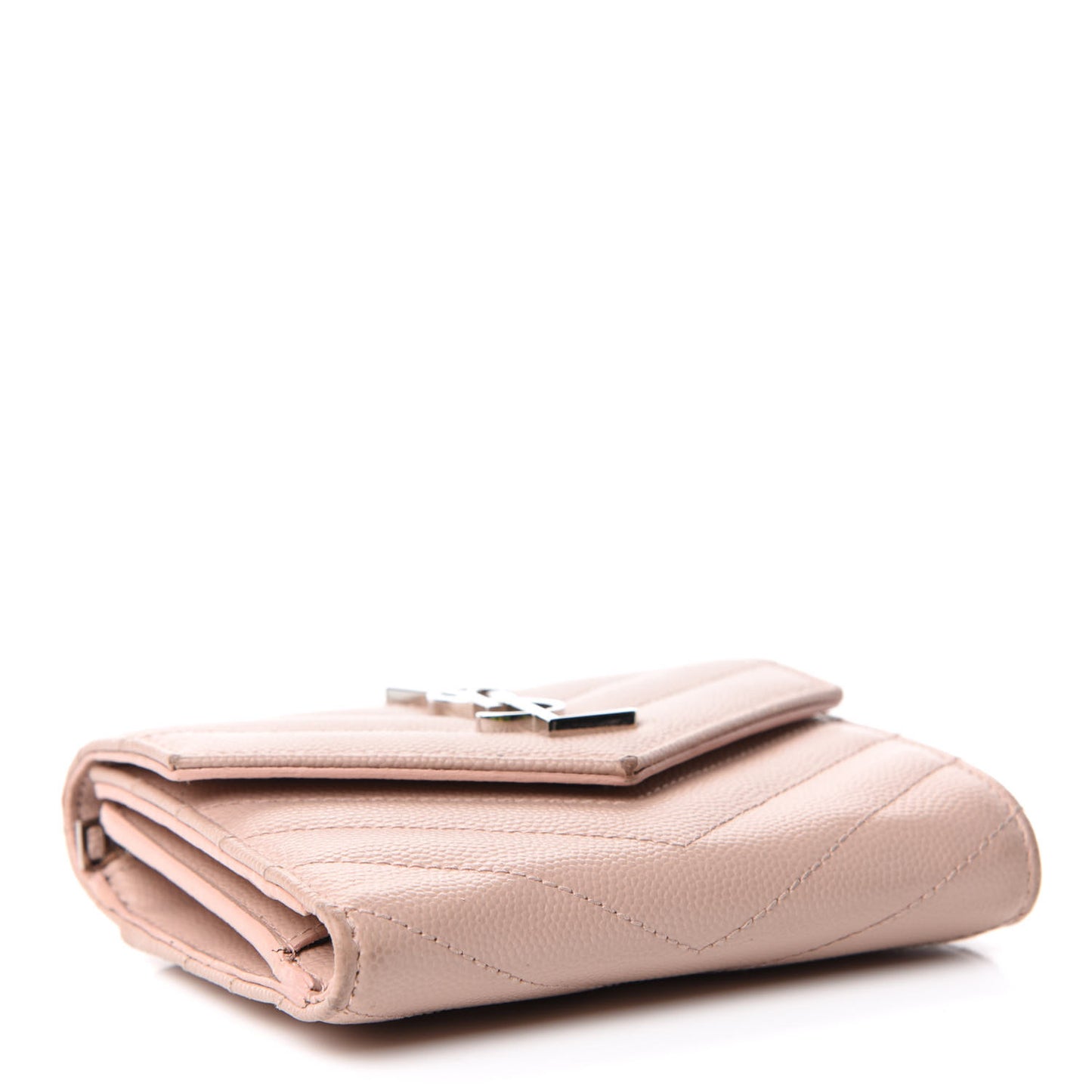 Grain De Poudre Matelasse Chevron Monogram Compact Tri Fold Wallet Pale Pink