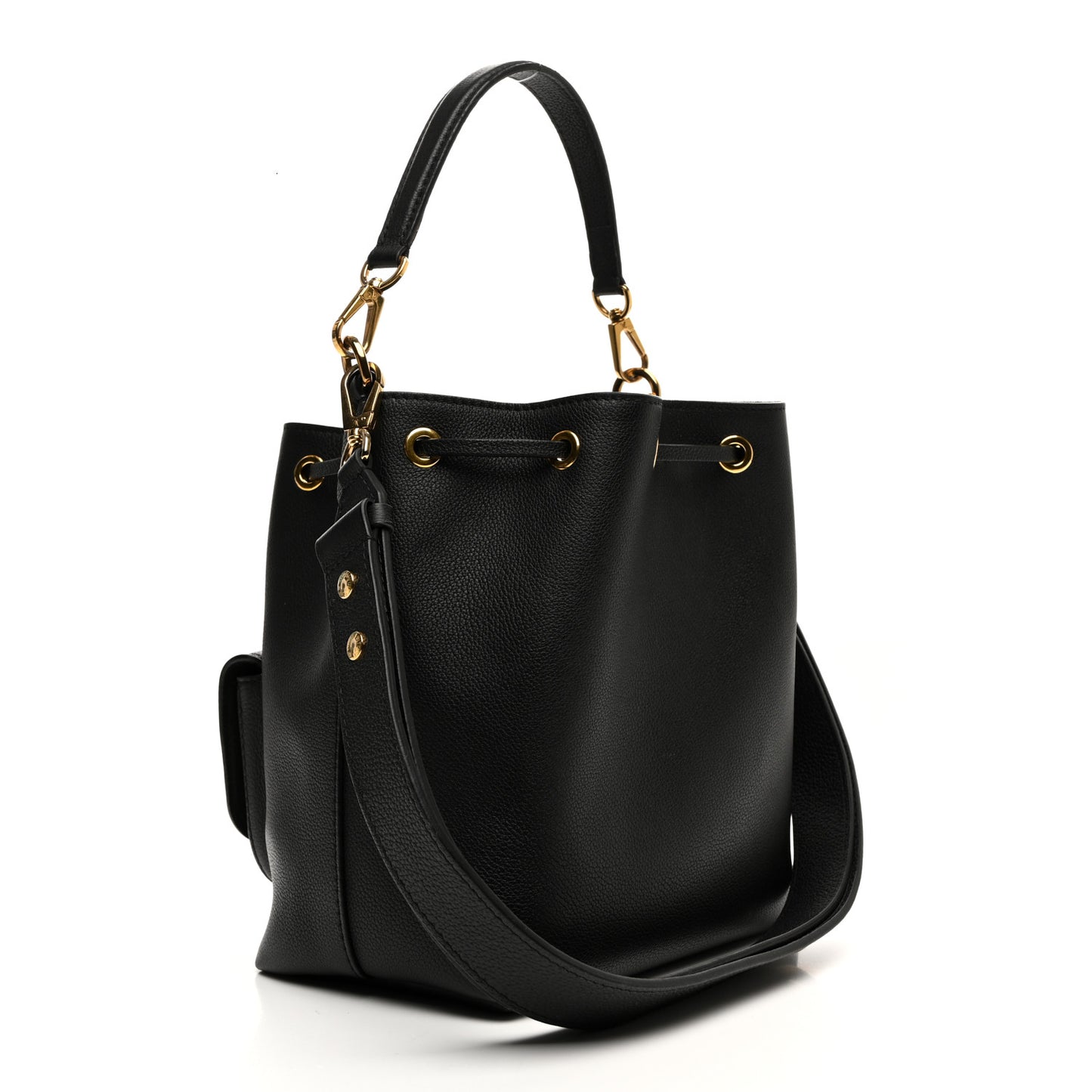 Calfskin Lockme Bucket MM Black