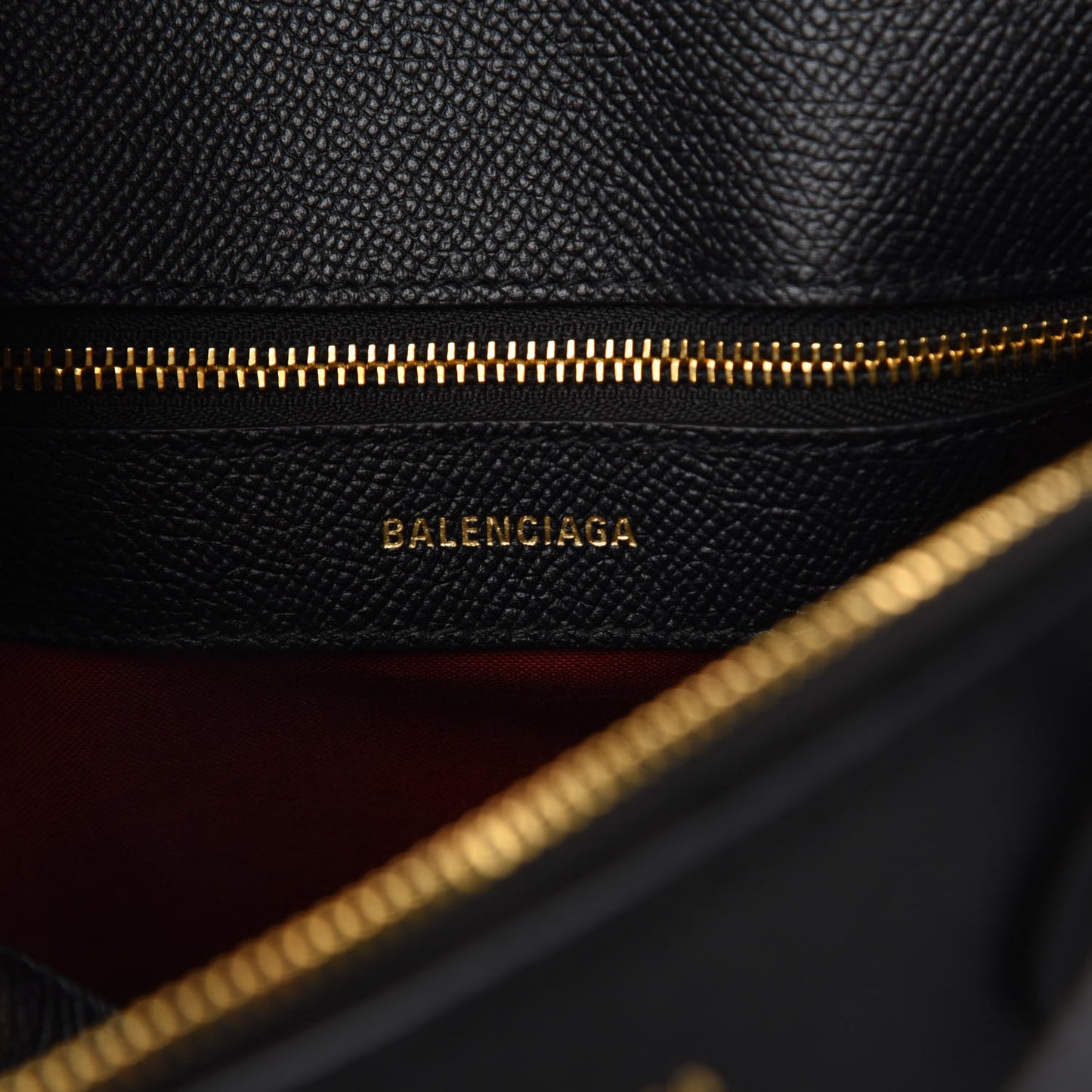 Signature Grained Calfskin Logo S Ville Top Handle Bag Black