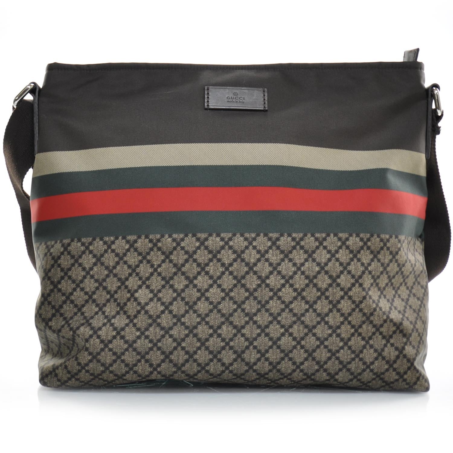 Gucci Nylon Diamante Medium Flat Messenger Bag Navy 24524