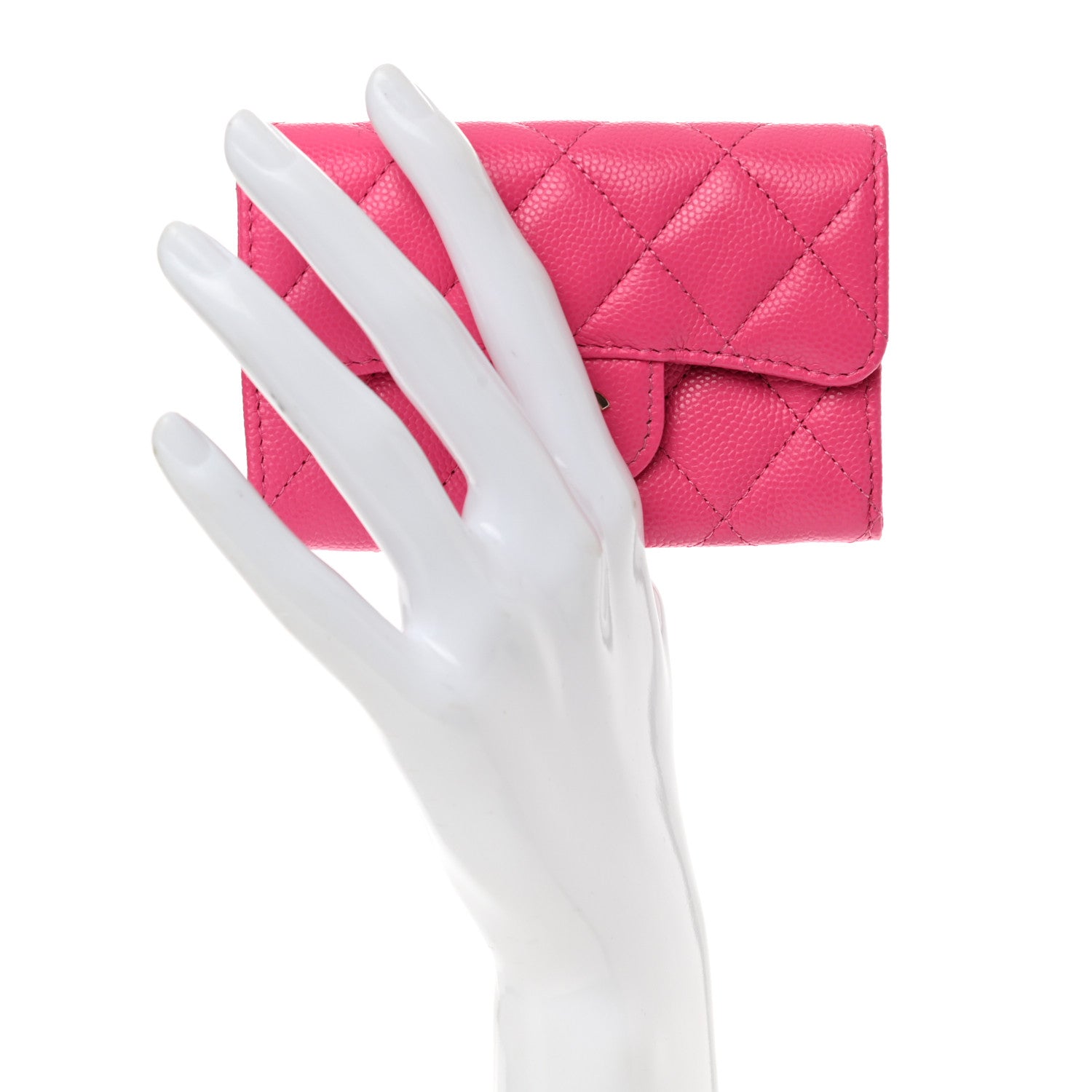 Chanel Caviar Quilted Flap Card Holder Wallet Pink 2 of 9