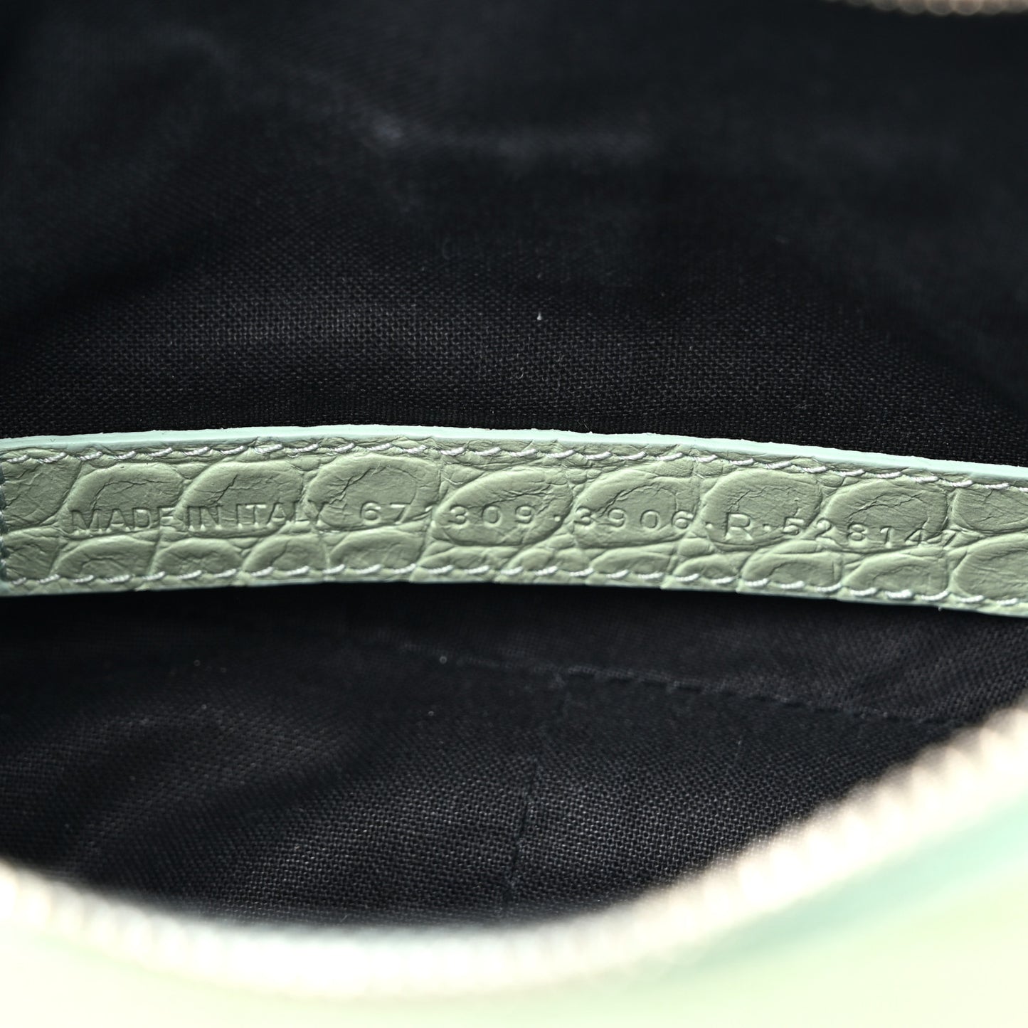Extra Supple Calfskin Crocodile Embossed Le Cagole Shoulder Bag XS Light Green