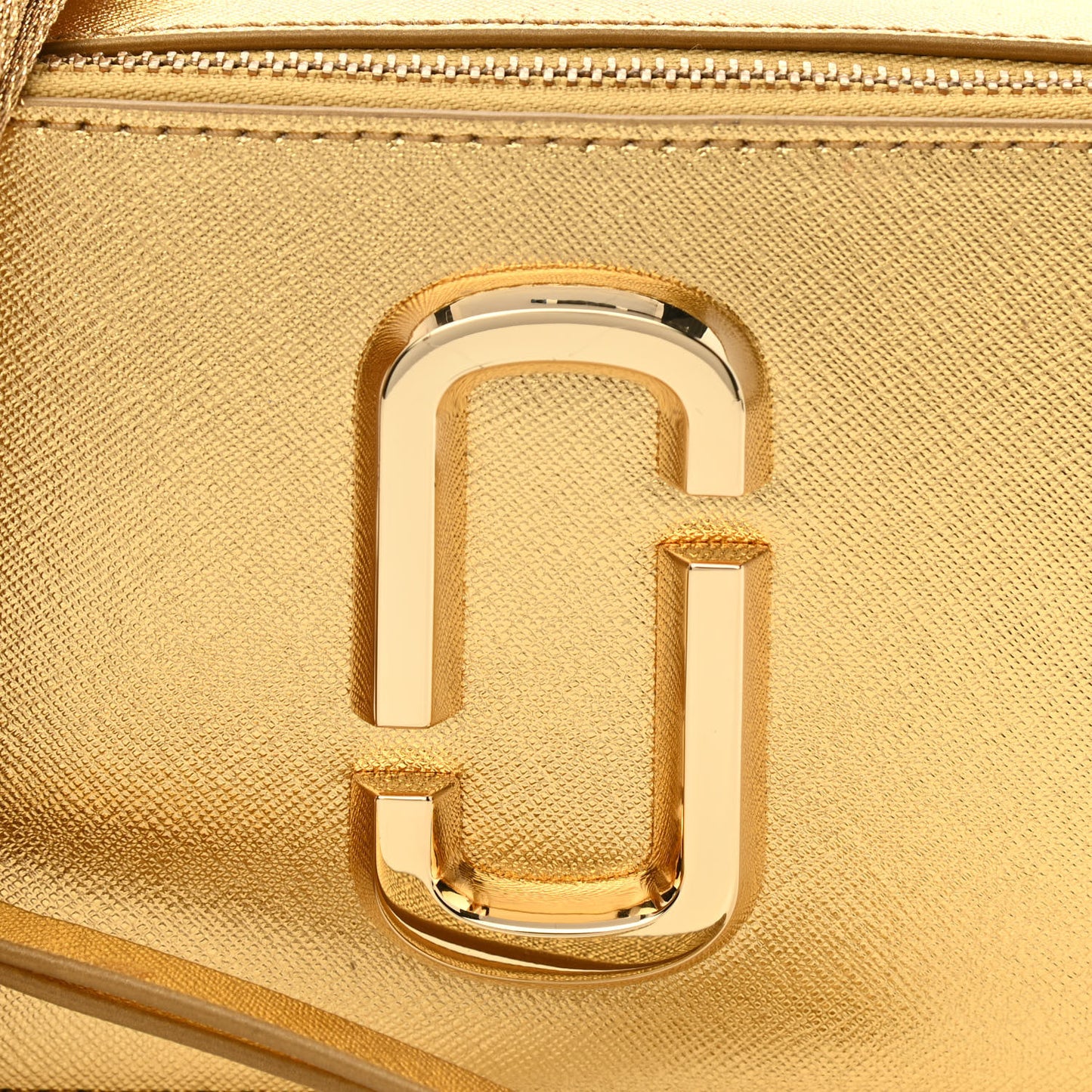 Metallic Saffiano Small Snapshot Camera Bag Gold