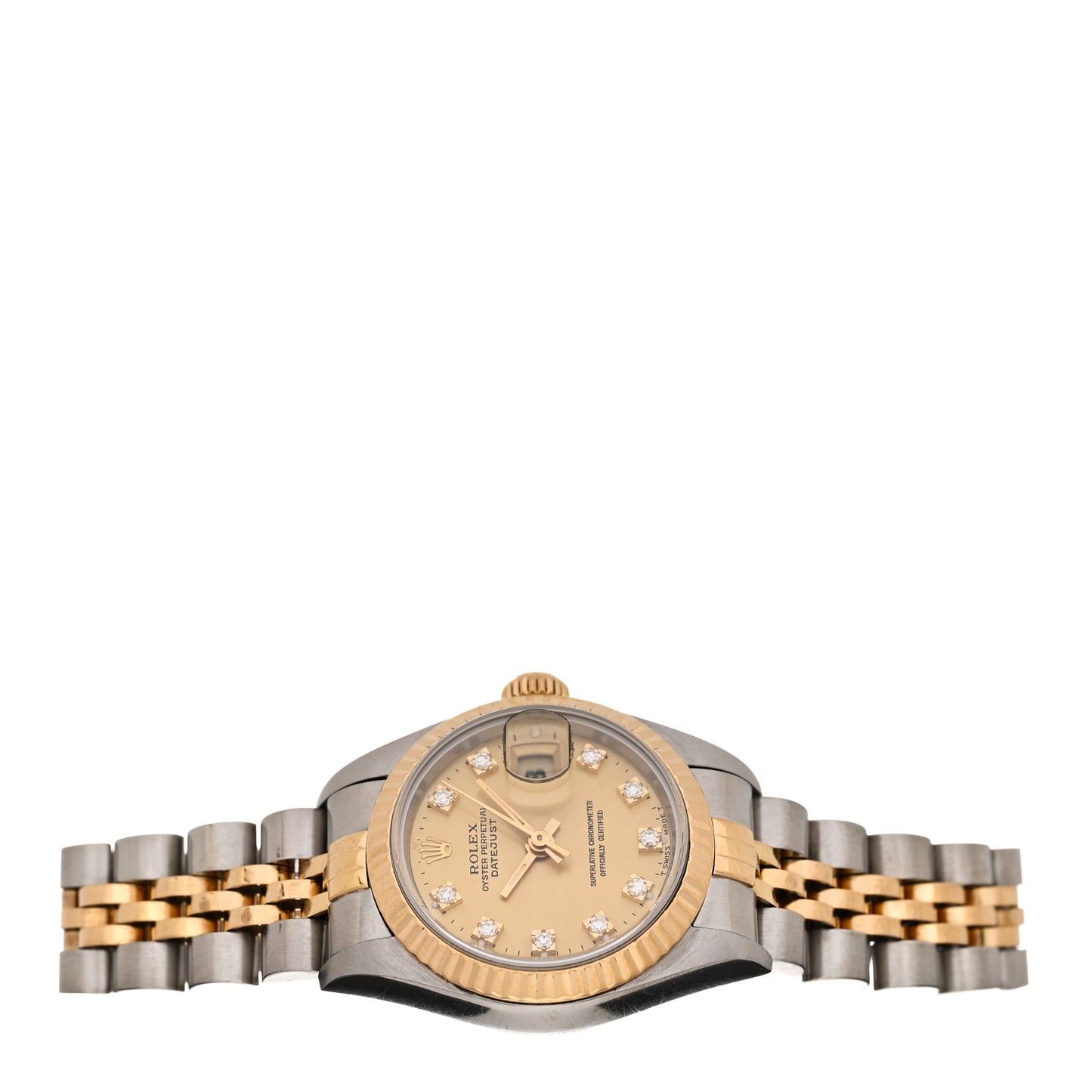 Stainless Steel 18K Yellow Gold Diamond 26mm Oyster Perpetual Datejust Watch Champagne 69173