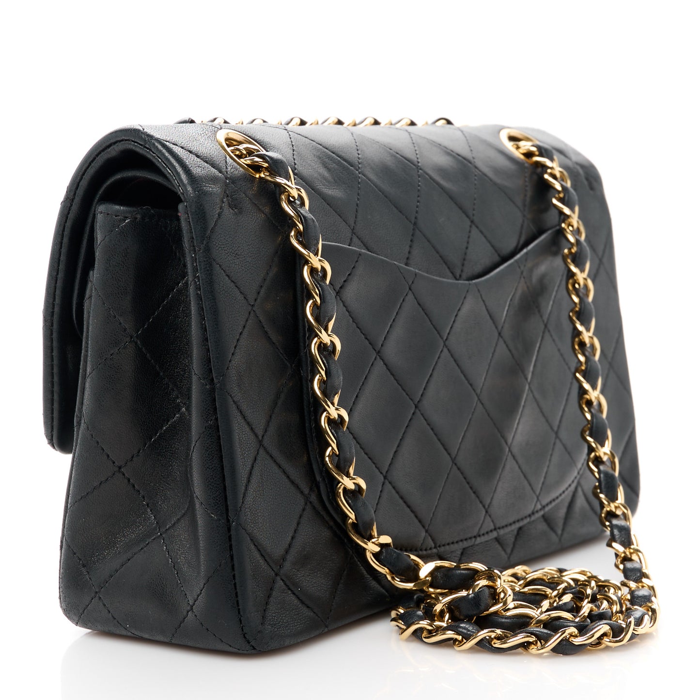 Lambskin Quilted Small Double Flap Black