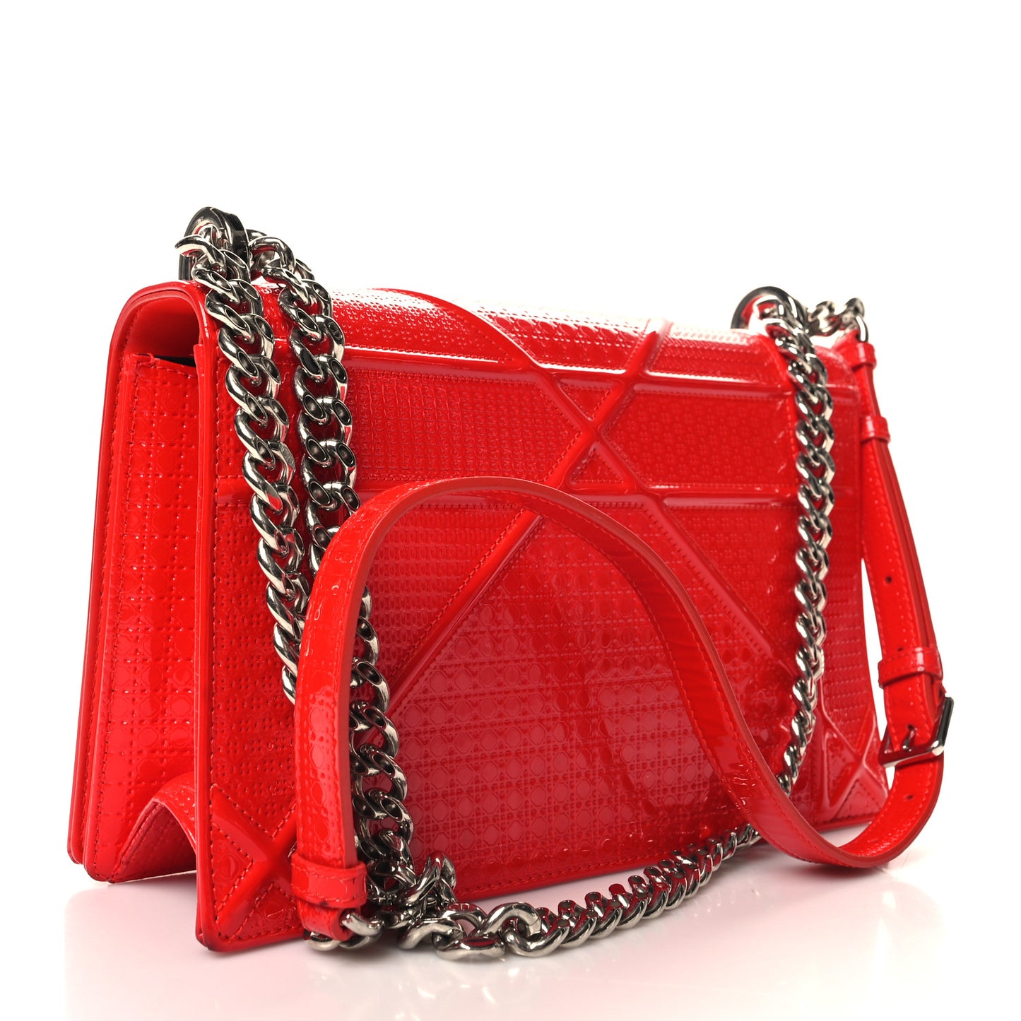Patent Micro-Cannage Medium Diorama Flap Bag Red