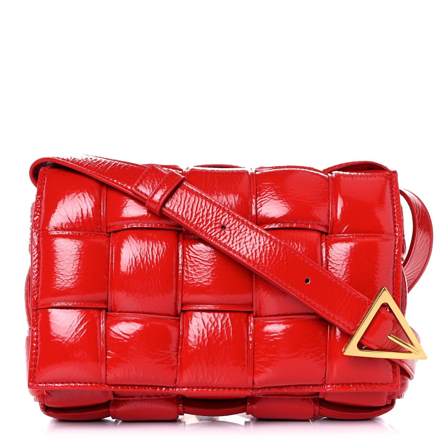 Textured Deerskin Maxi Intrecciato Padded Cassette Crossbody Bag Chili