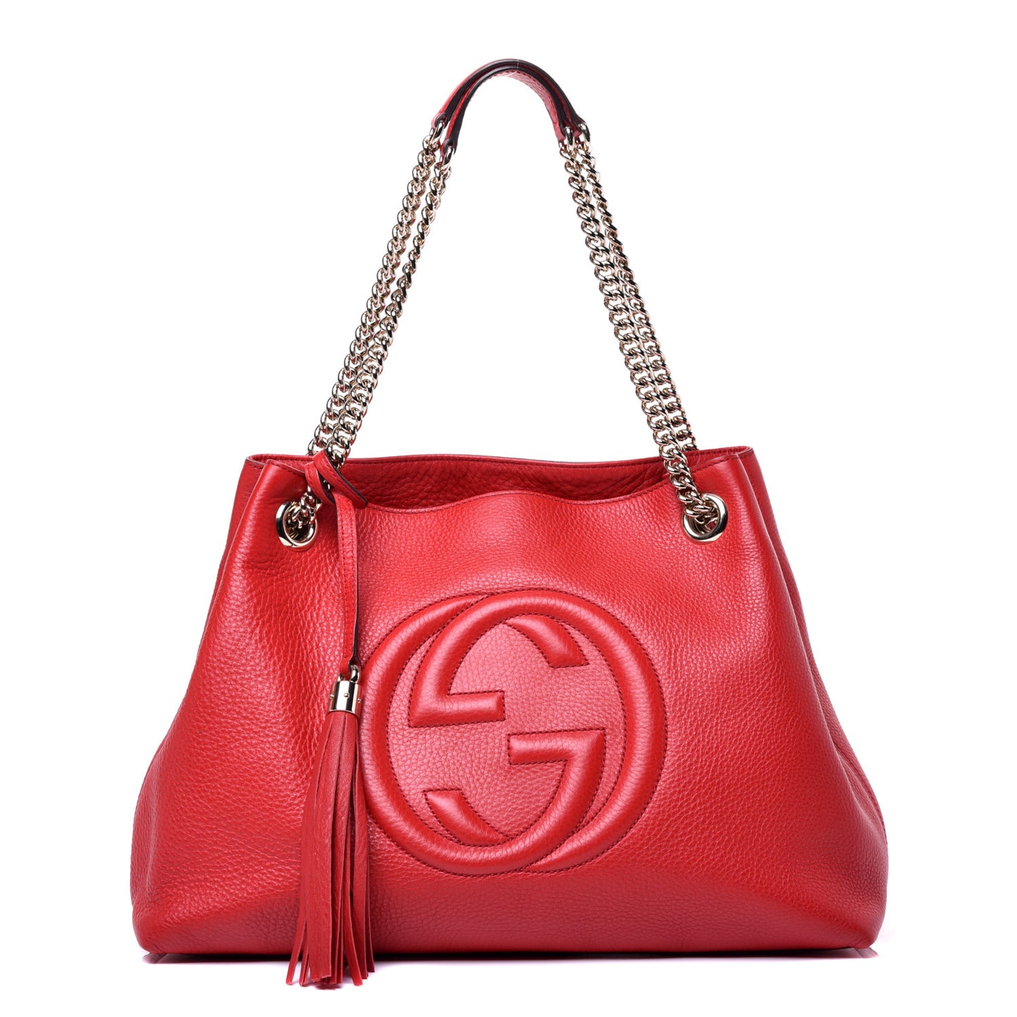 Pebbled Calfskin Medium Soho Chain Shoulder Bag Tabasco Red
