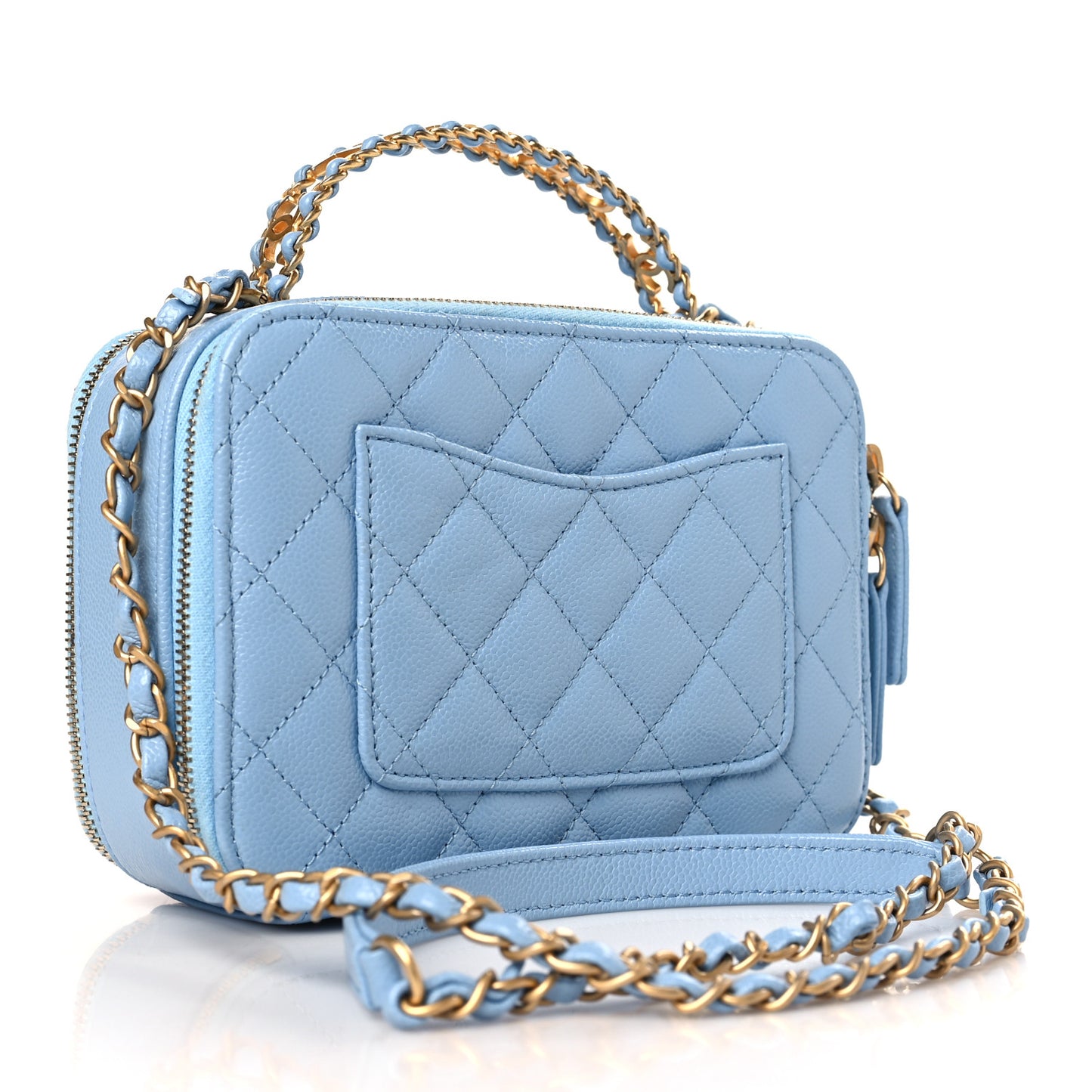 Caviar Quilted Small Pick Me Up Vanity Case Light Blue
