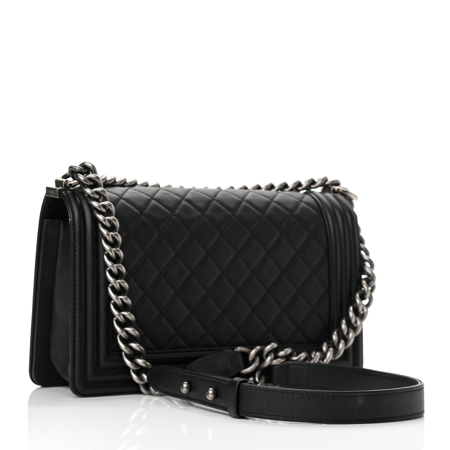 Calfskin Quilted Medium Boy Flap Black