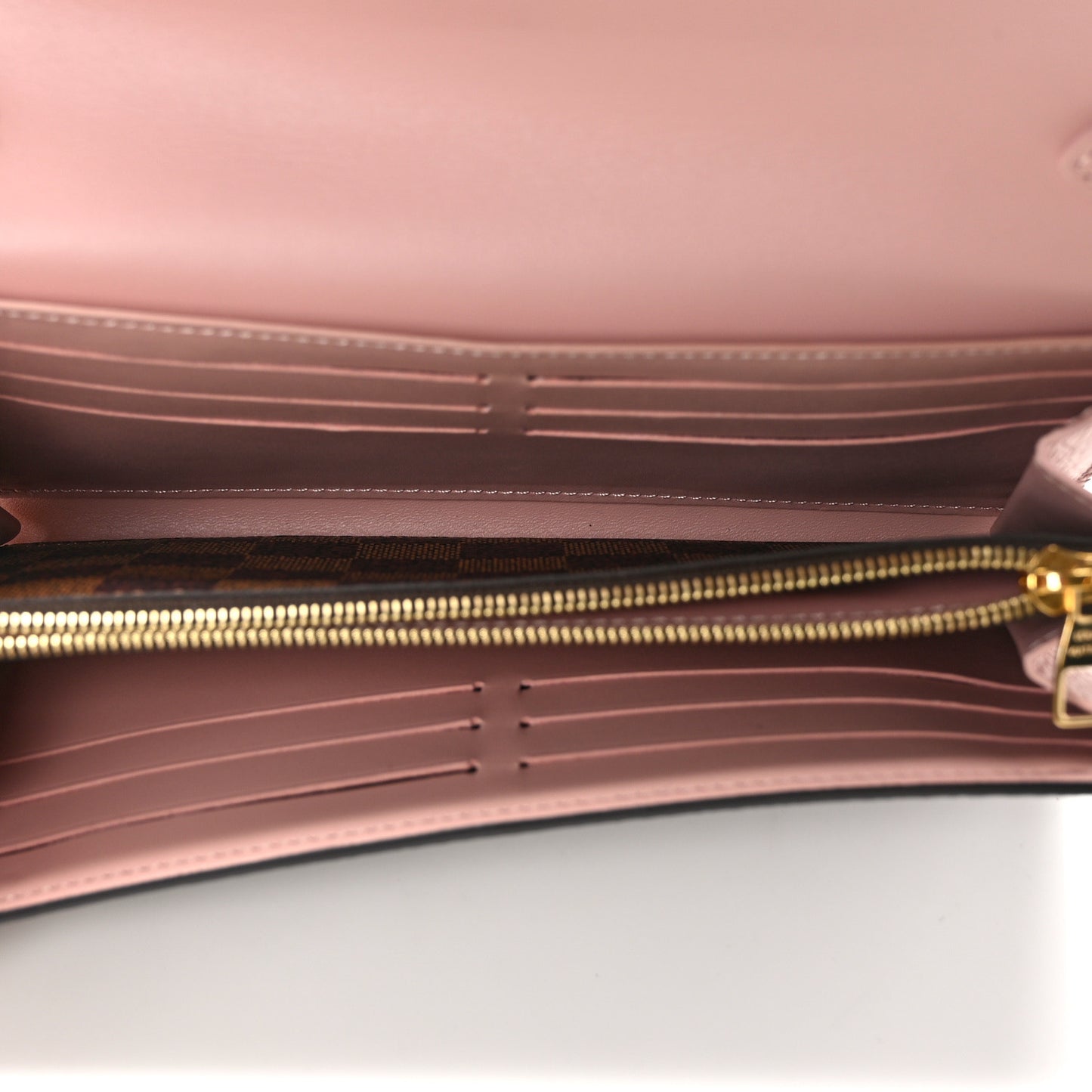 Damier Ebene Croisette Chain Wallet Rose Ballerine