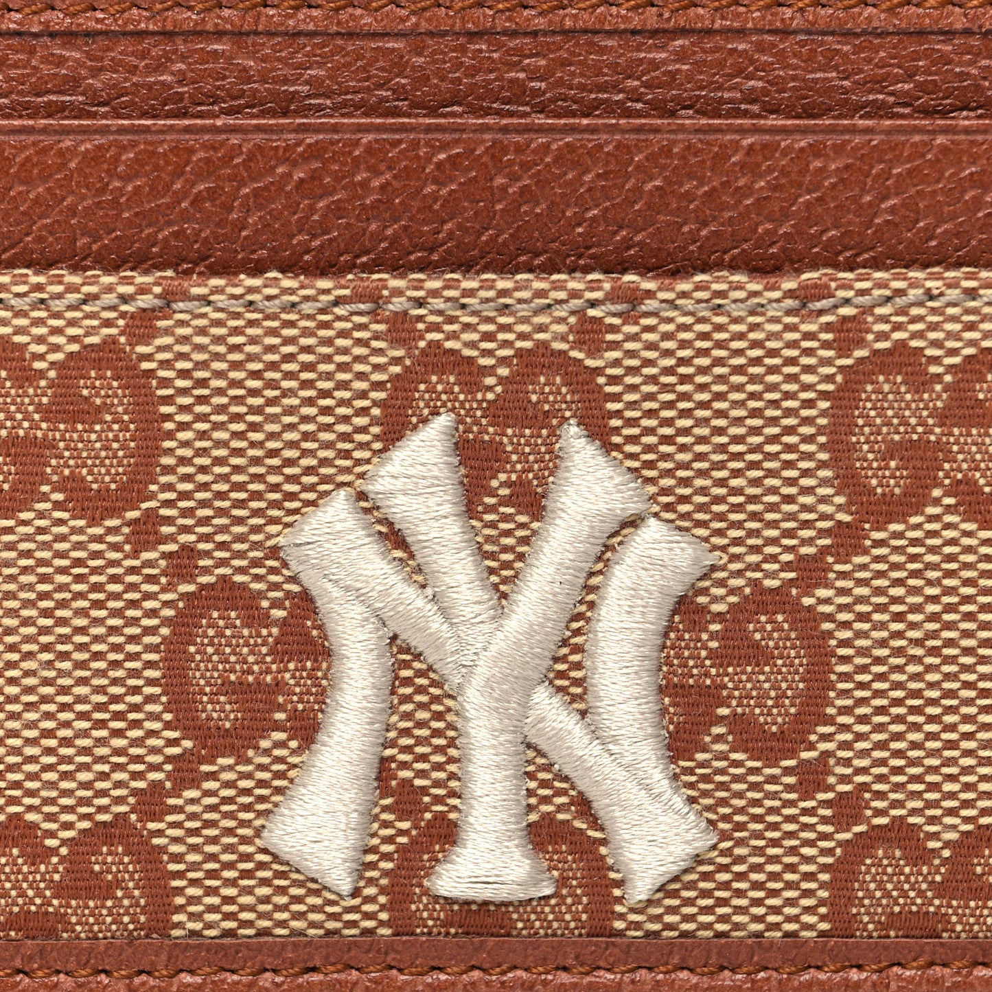X MLB GG Monogram NY Yankees Card Holder Beige Ruggine Ivory