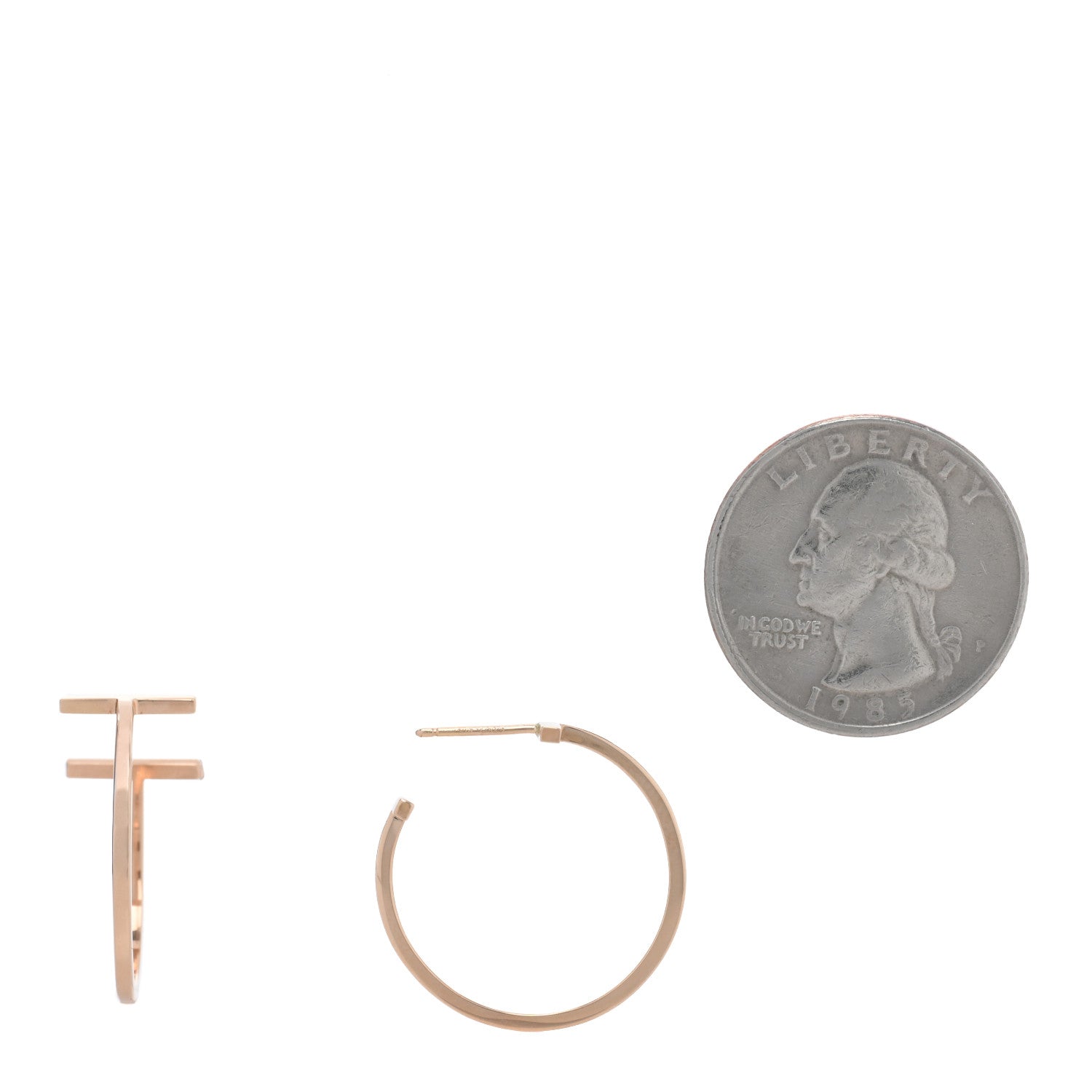 Tiffany 18K Rose Gold Medium T Wire Hoop Earrings 2 of 4