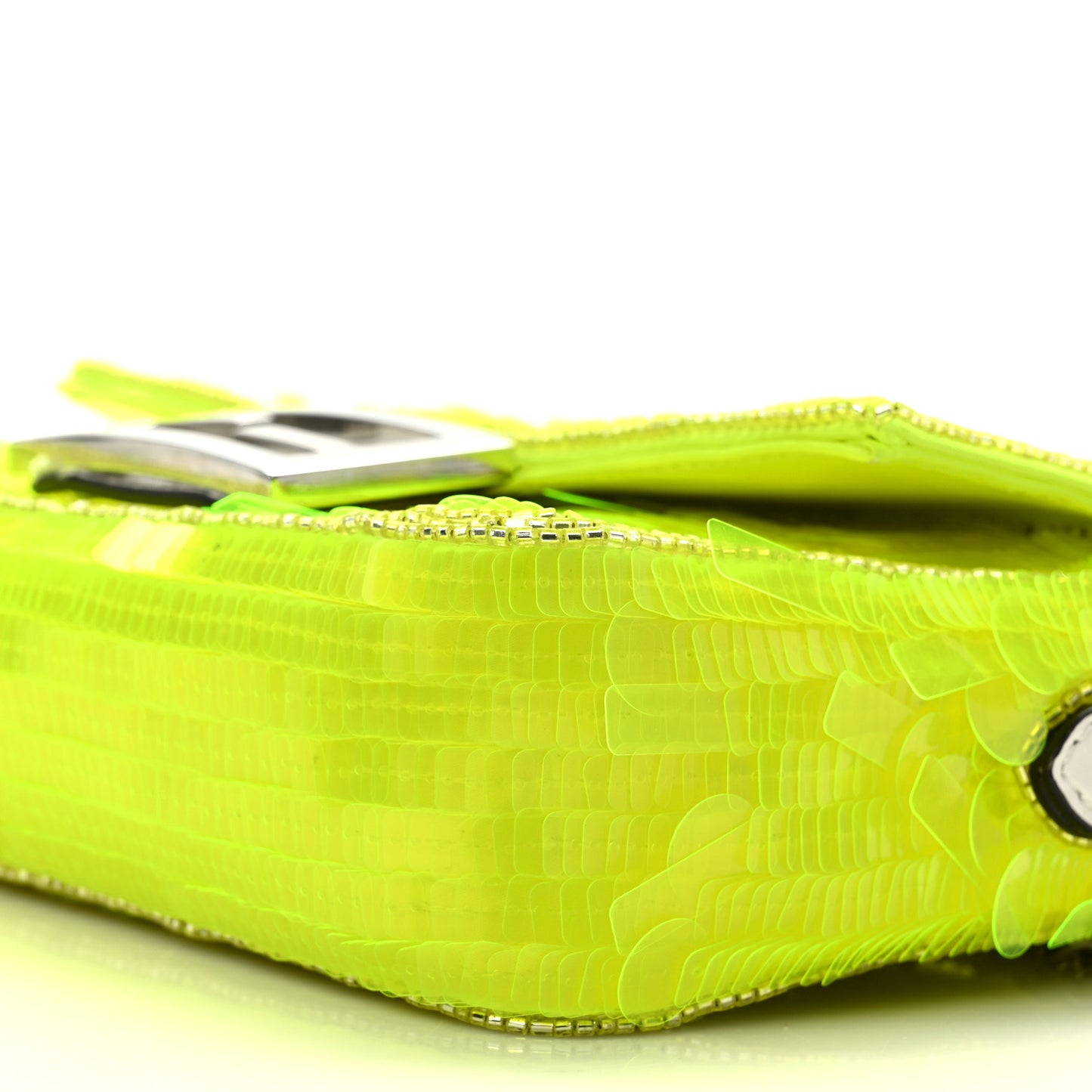 Transparent Paillettes Elaphe Mini Baguette Yellow Fluo Avorio