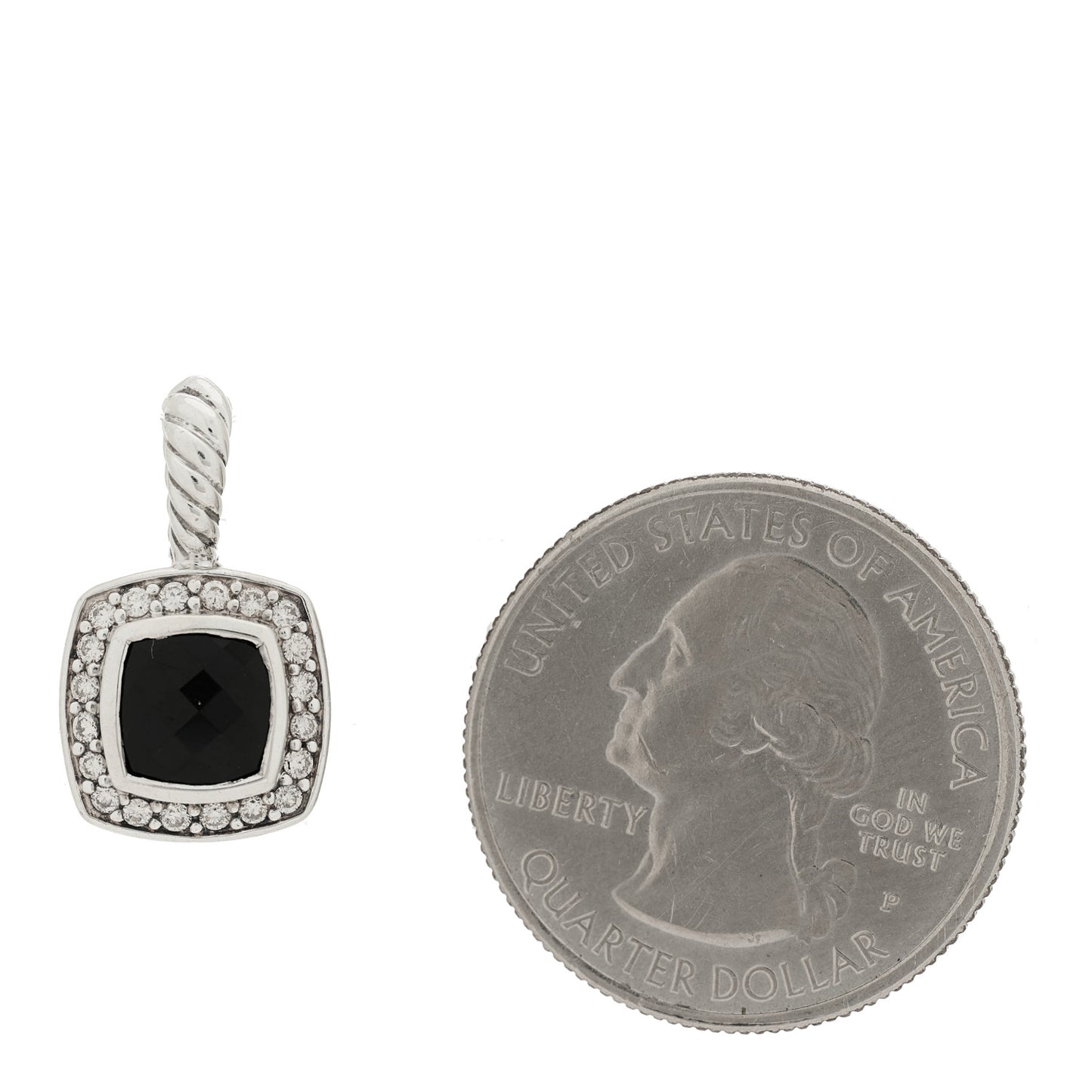 Sterling Silver Diamond Black Onyx 7mm Petite Albion Enhancer Pendant