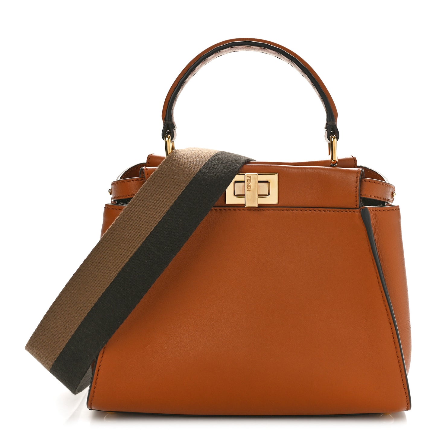 Vitello Seta Canvas FF Embroidered Mini Peekaboo Iconic Satchel Brandy Amazzonia