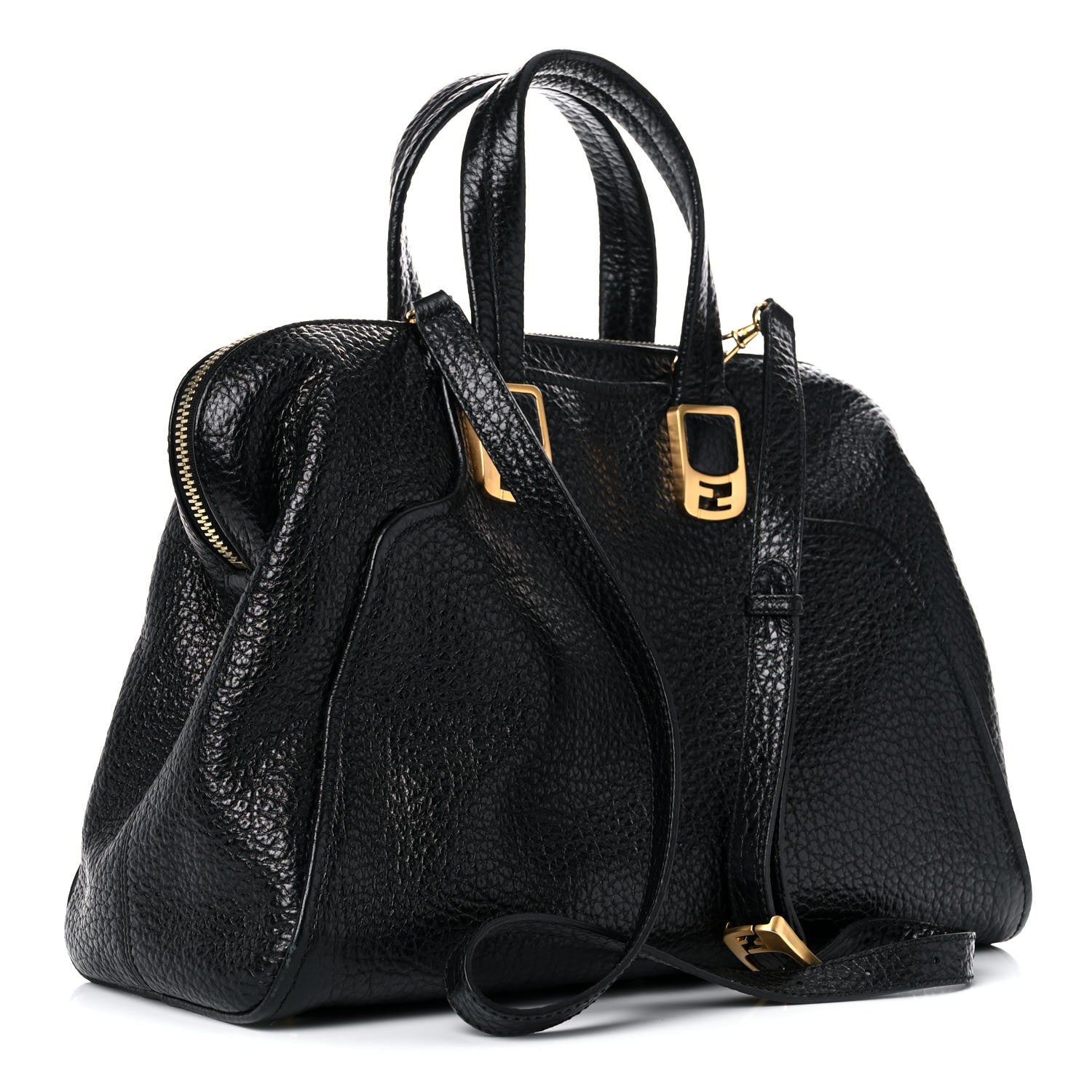 Fendi Pebbled Calfskin Large Chameleon Tote Black 3 of 13
