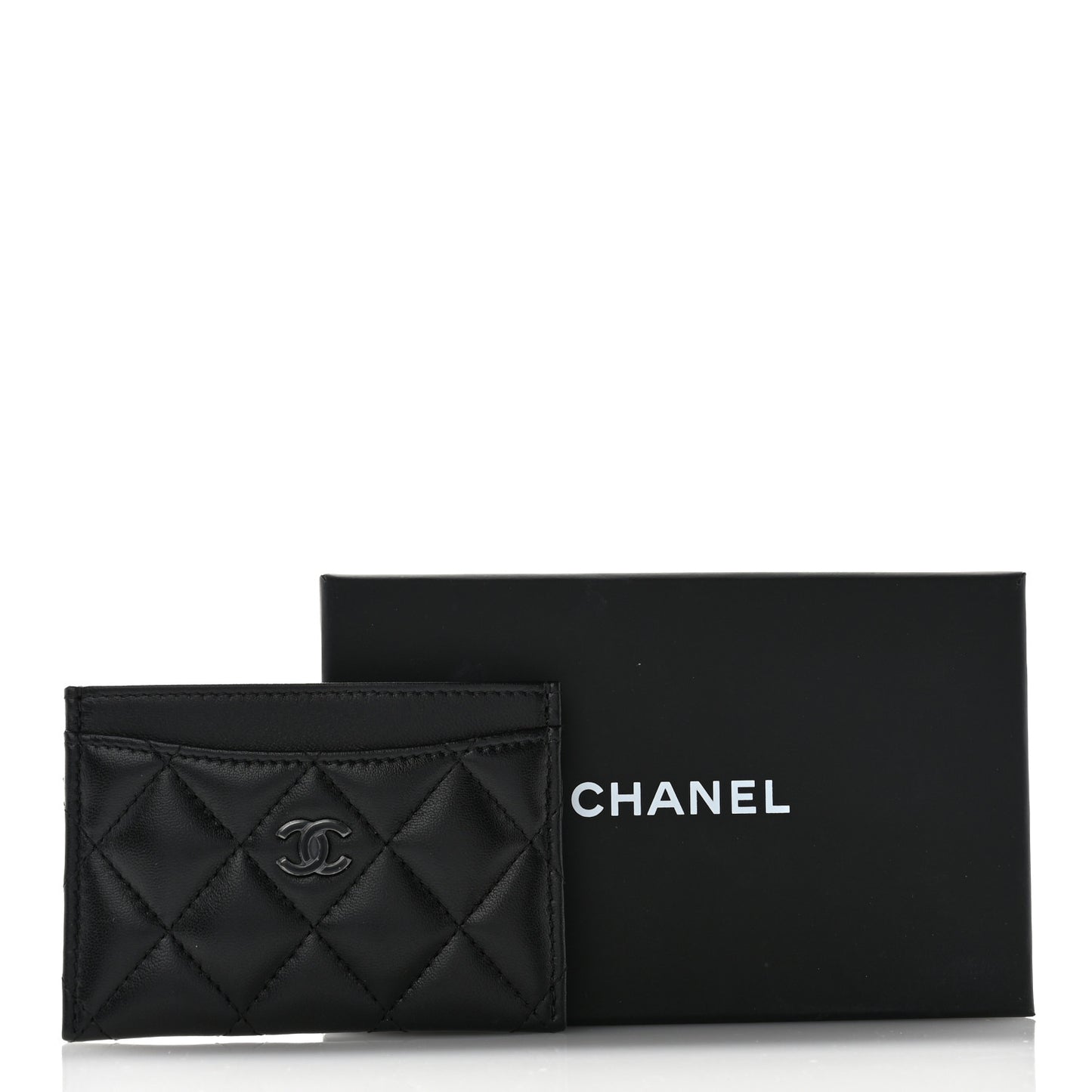 Lambskin Quilted Card Holder So Black