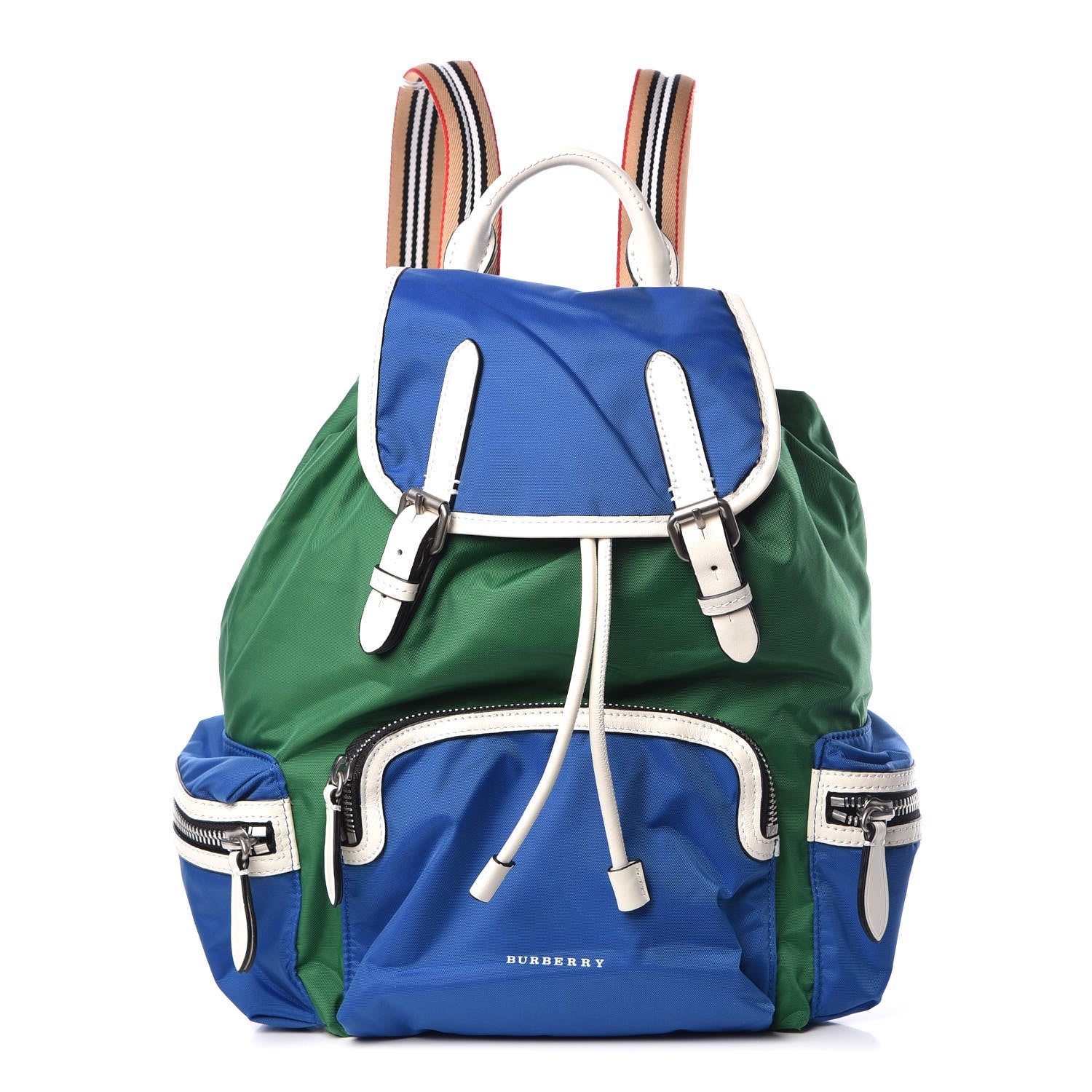 Burberry Nylon Medium Colorblock Rucksack Backpack Green Blue