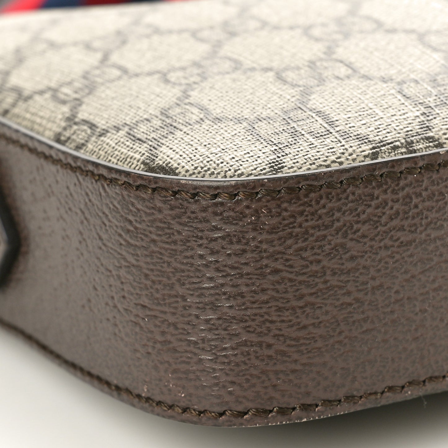 GG Supreme Monogram Textured Dollar Calfskin Web Ophidia Wristlet Shoulder Bag Beige Ebony New Acero