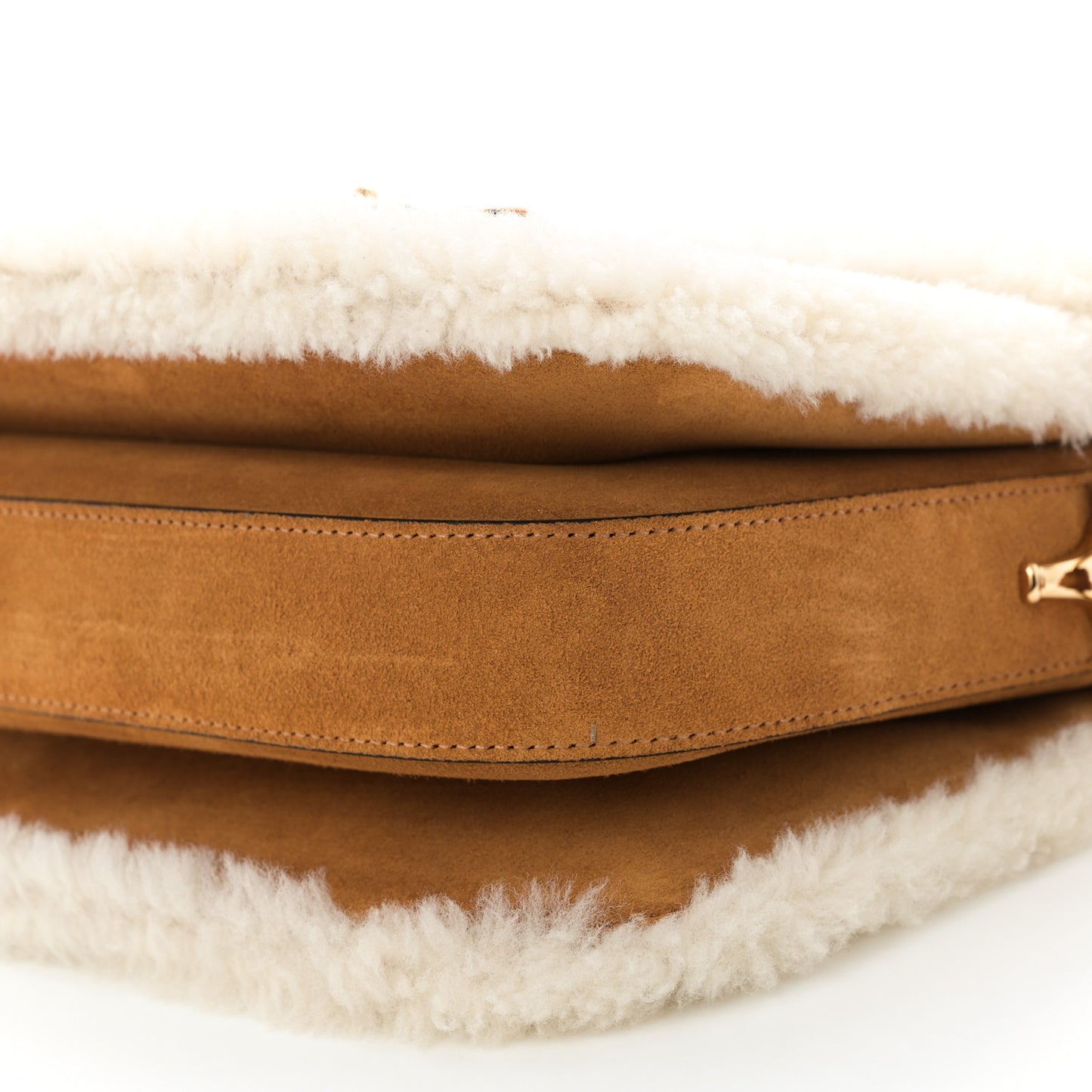 Suede Shearling Horsebit 1955 Shoulder Bag Brown