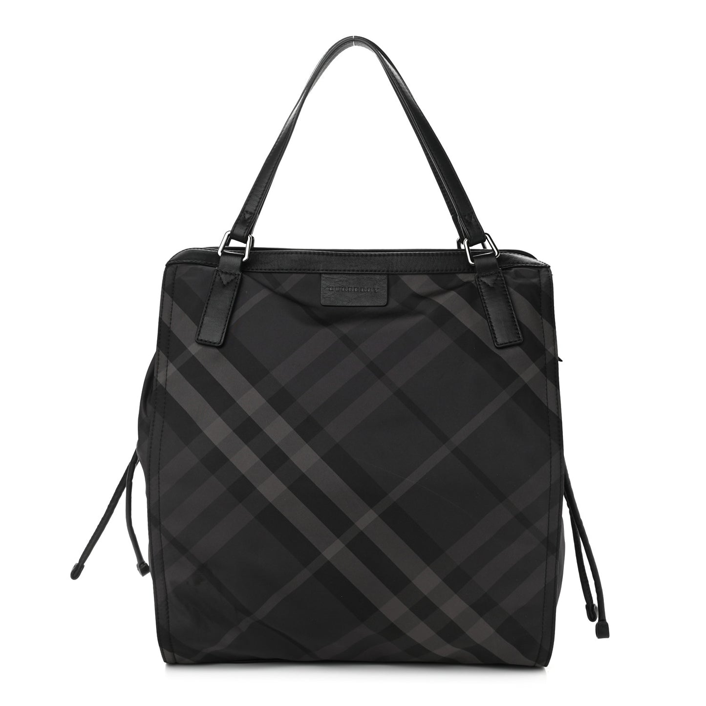 Nylon Check Buckleigh Packable Tote Charcoal