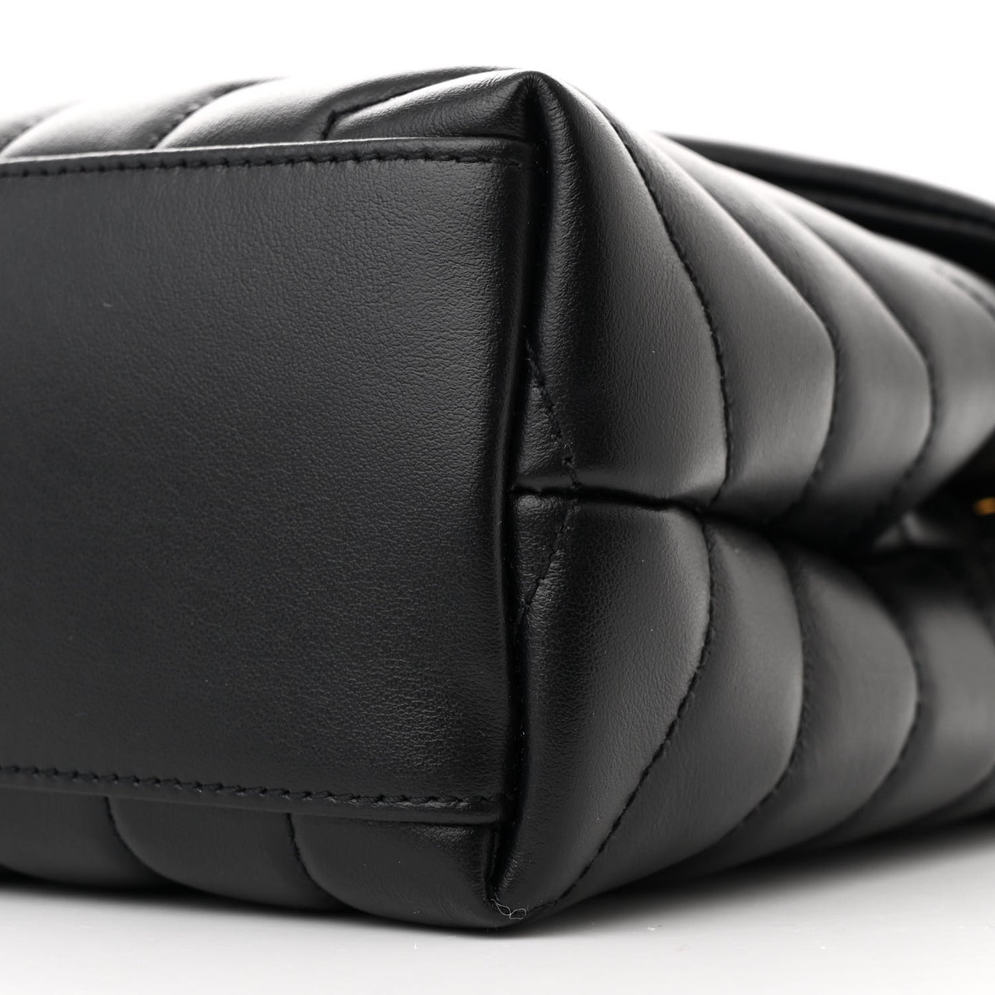 Calfskin Y Quilted Monogram Small Loulou Chain Satchel Black