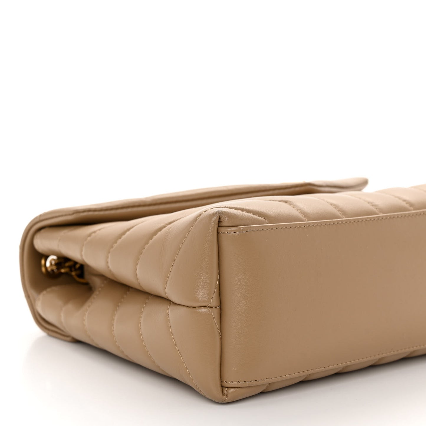Calfskin Y Quilted Monogram Small Loulou Chain Satchel Dark Beige