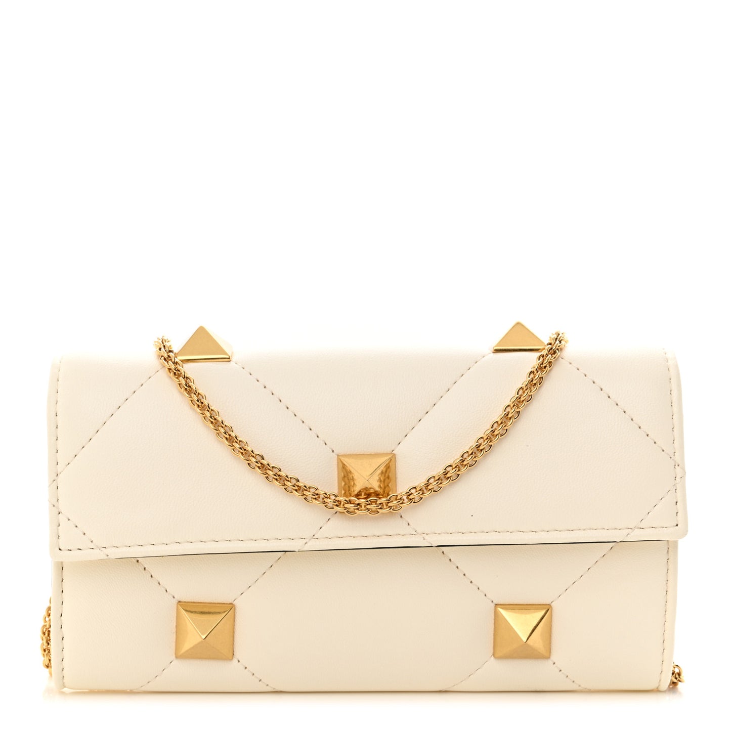 Nappa Roman Stud Wallet on Chain Ivory