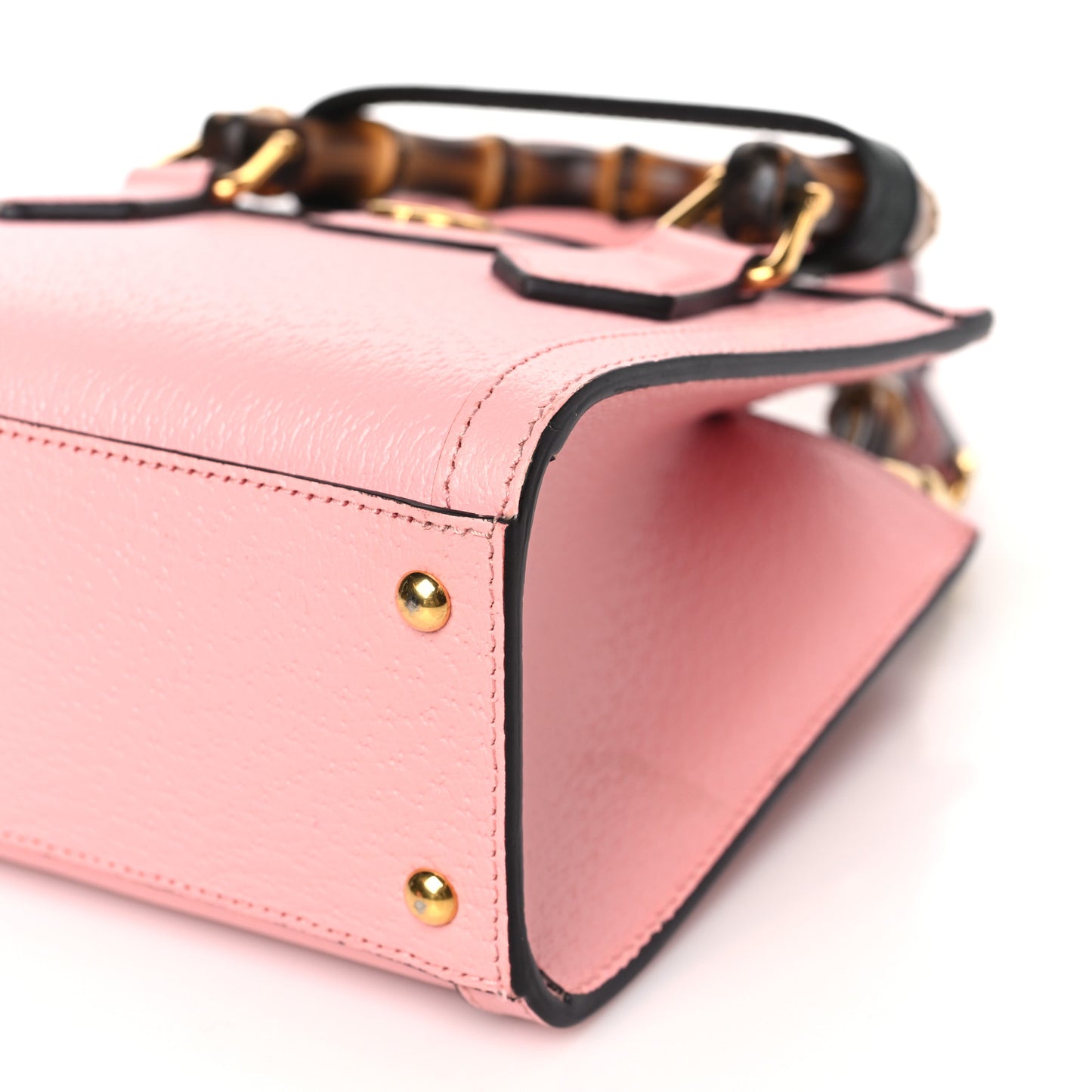 Textured Dollar Calfskin Web Mini Diana Tote Bag Wild Rose Black