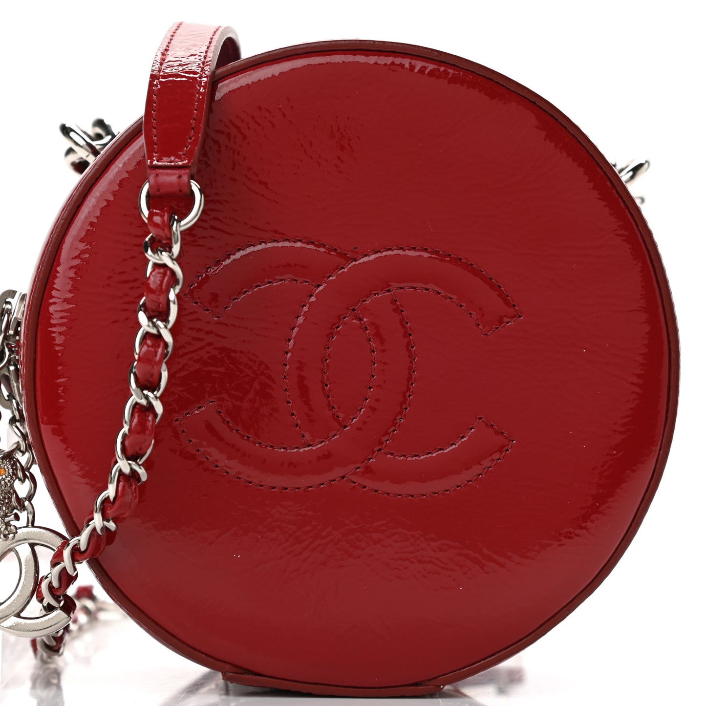 Patent Round As Earth Evening Bag Red