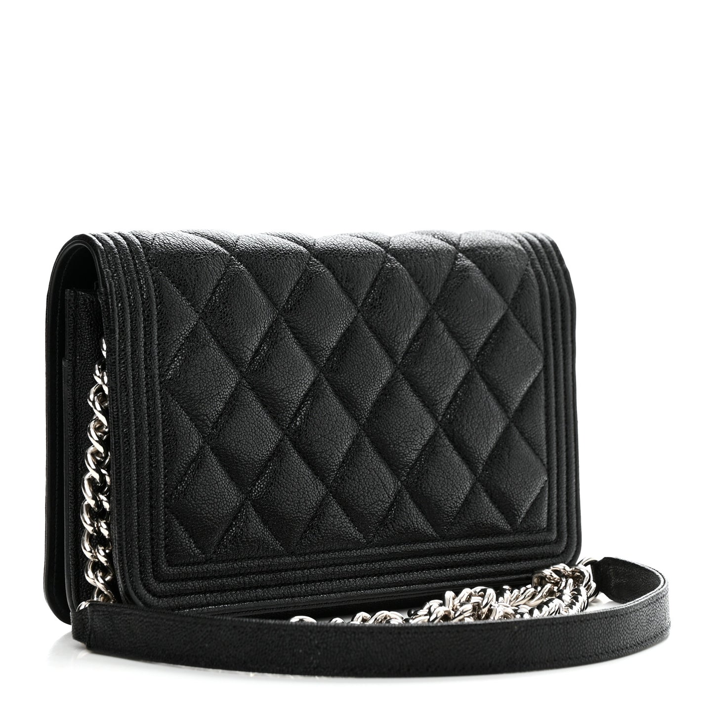 Caviar Quilted Boy Wallet On Chain WOC Black