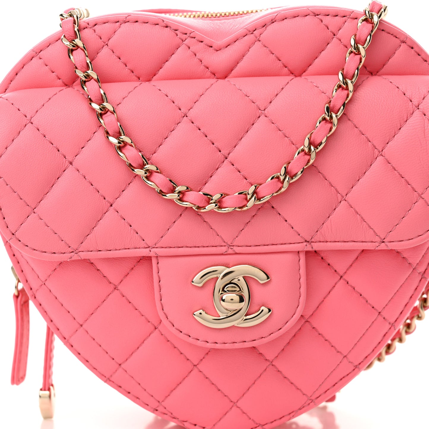 Lambskin Quilted CC In Love Heart Bag Pink