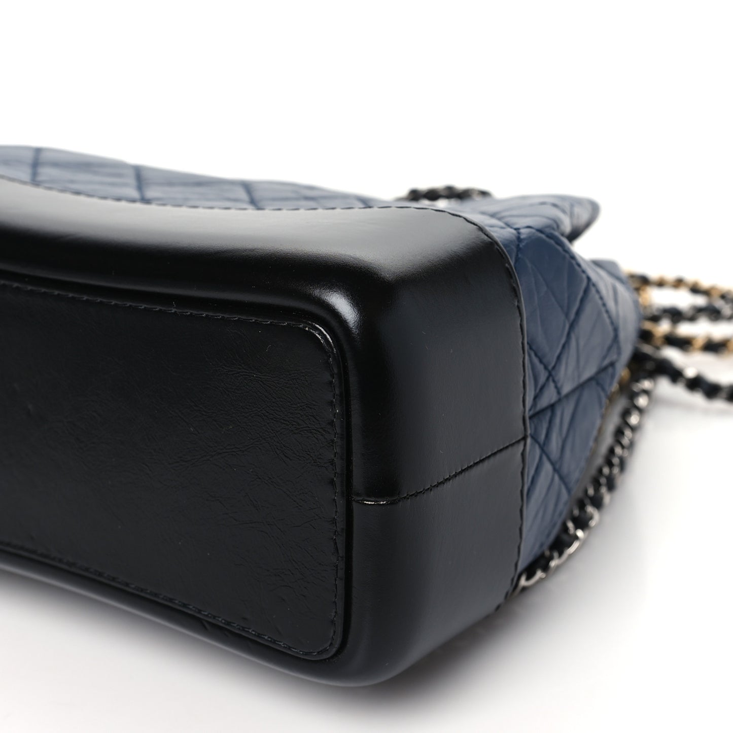 Aged Calfskin Quilted Gabrielle Backpack Navy Black
