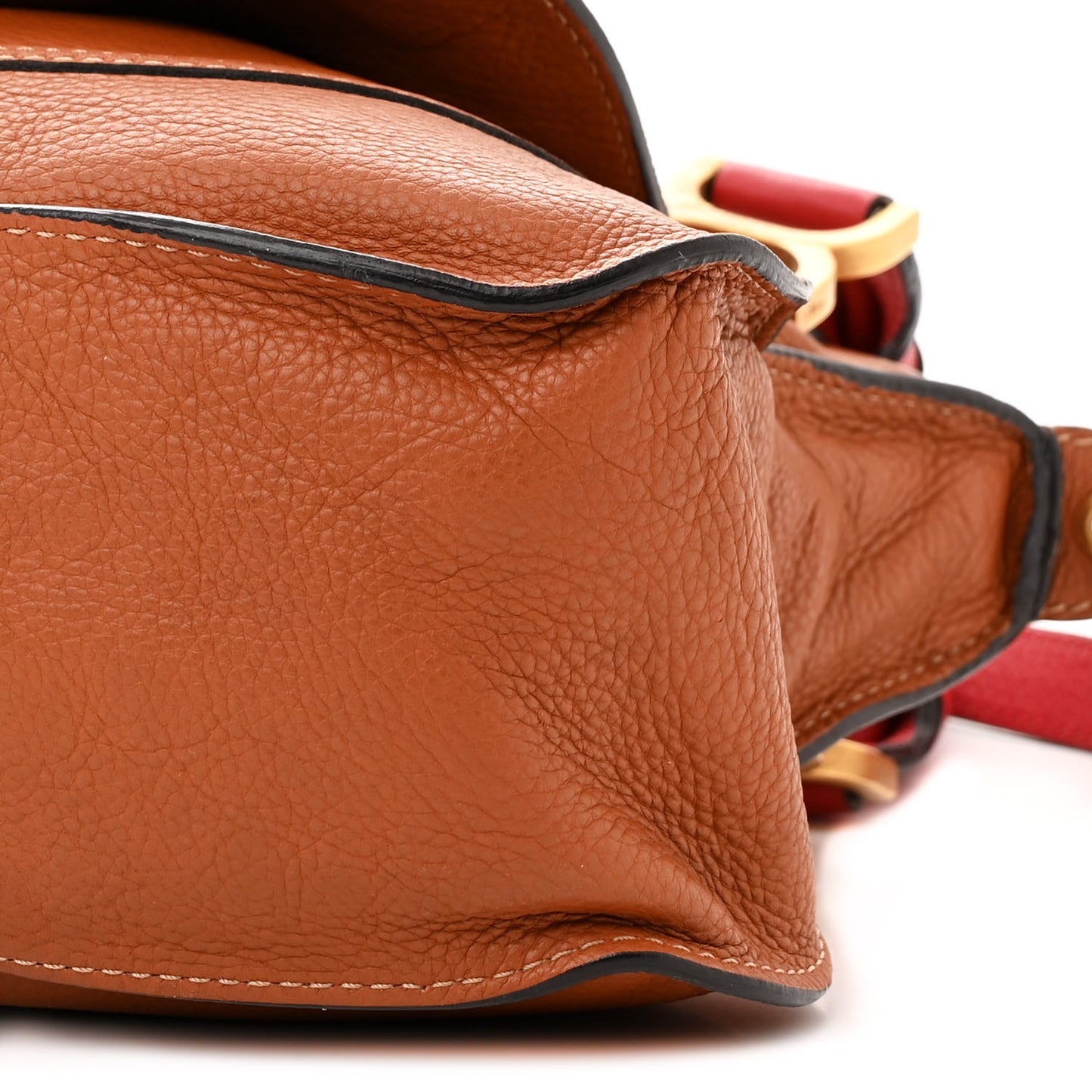 Calfskin Medium Marcie Satchel Tan Plaid Red