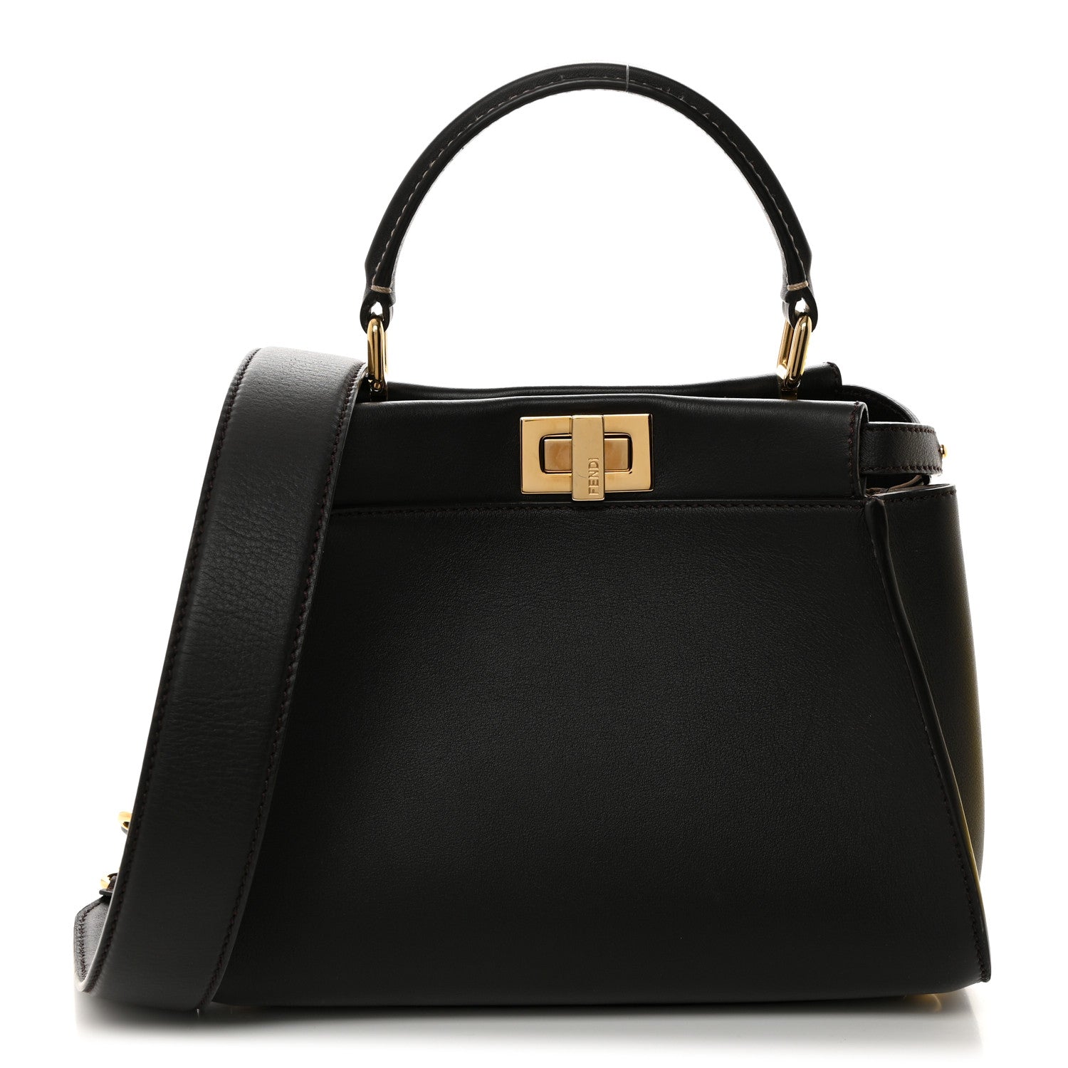 Fendi Vitello Seta Nabuk Pequin Mini Peekaboo Iconic Satchel Ebano Tobacco Moro 1 of 11