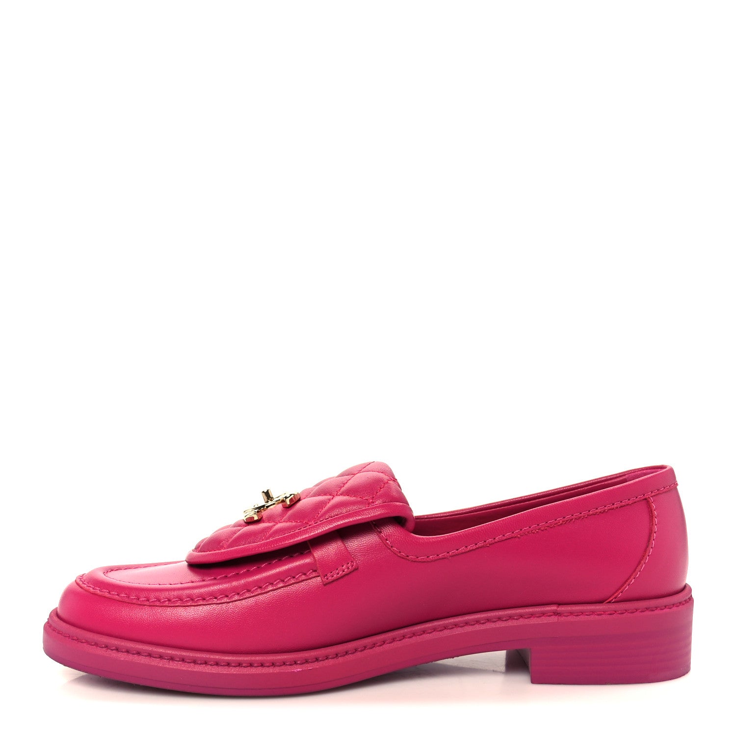 Chanel Lambskin Quilted CC Turnlock Loafers 39.5 Fuchsia 1781299