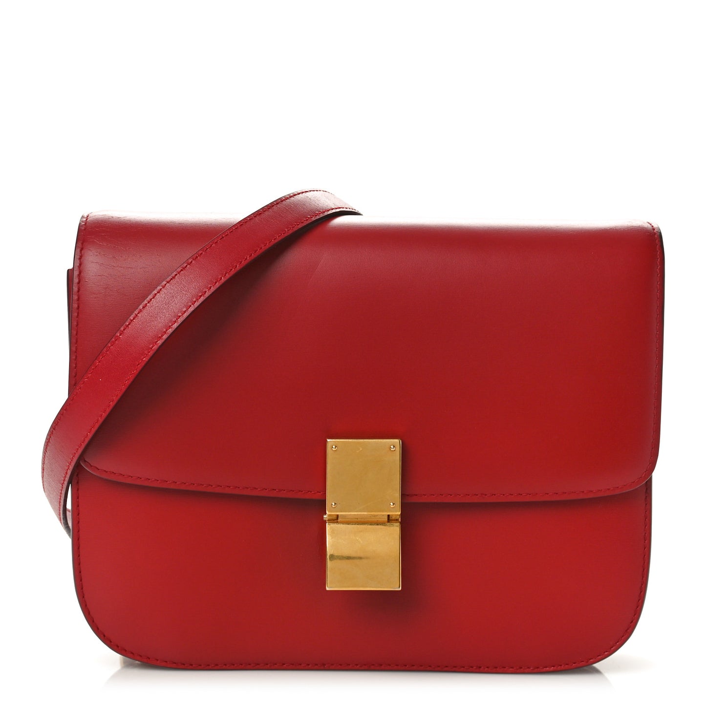 Smooth Calfskin Medium Classic Box Flap Bag Red