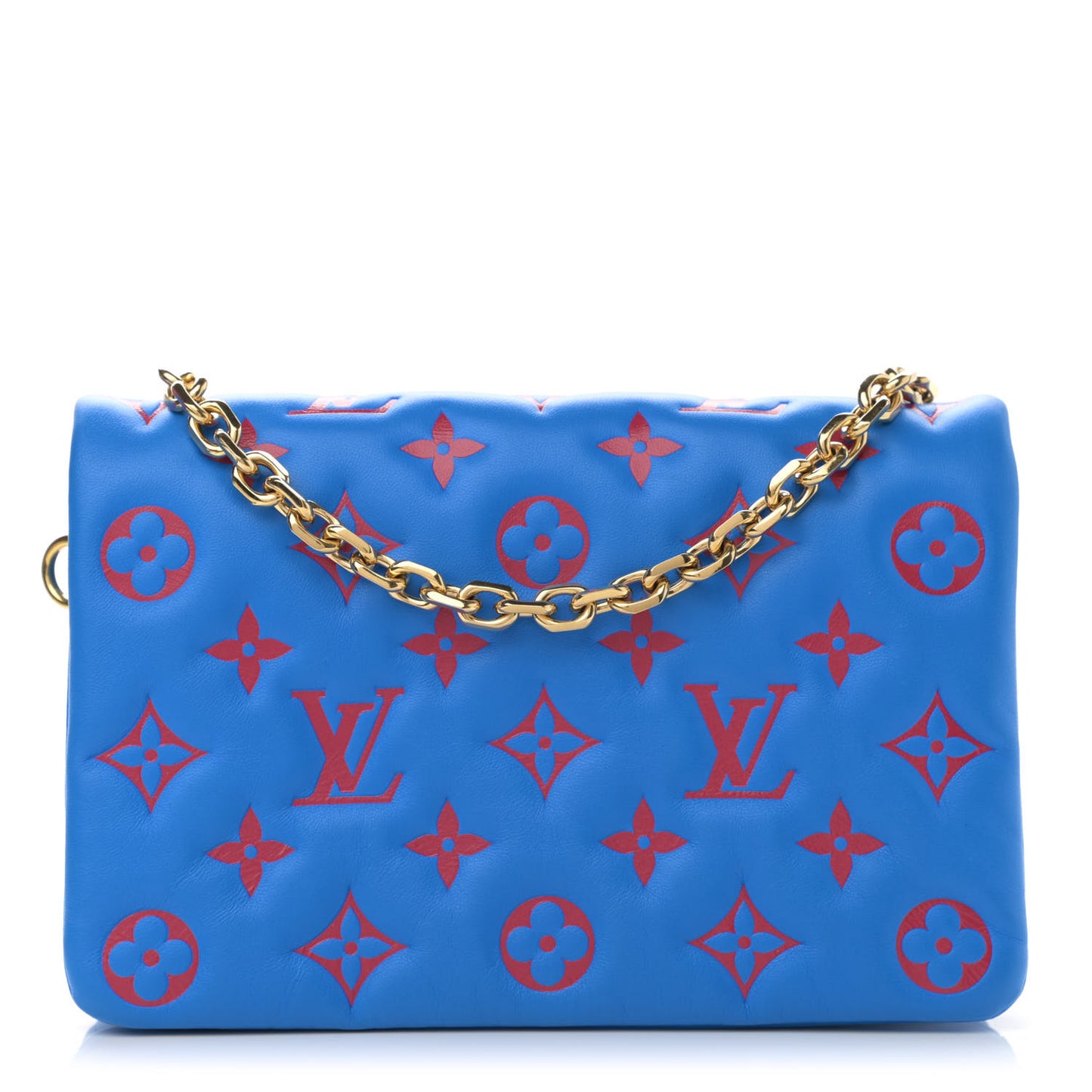 Lambskin Embossed Monogram Vuittamins Pochette Coussin Blue Red