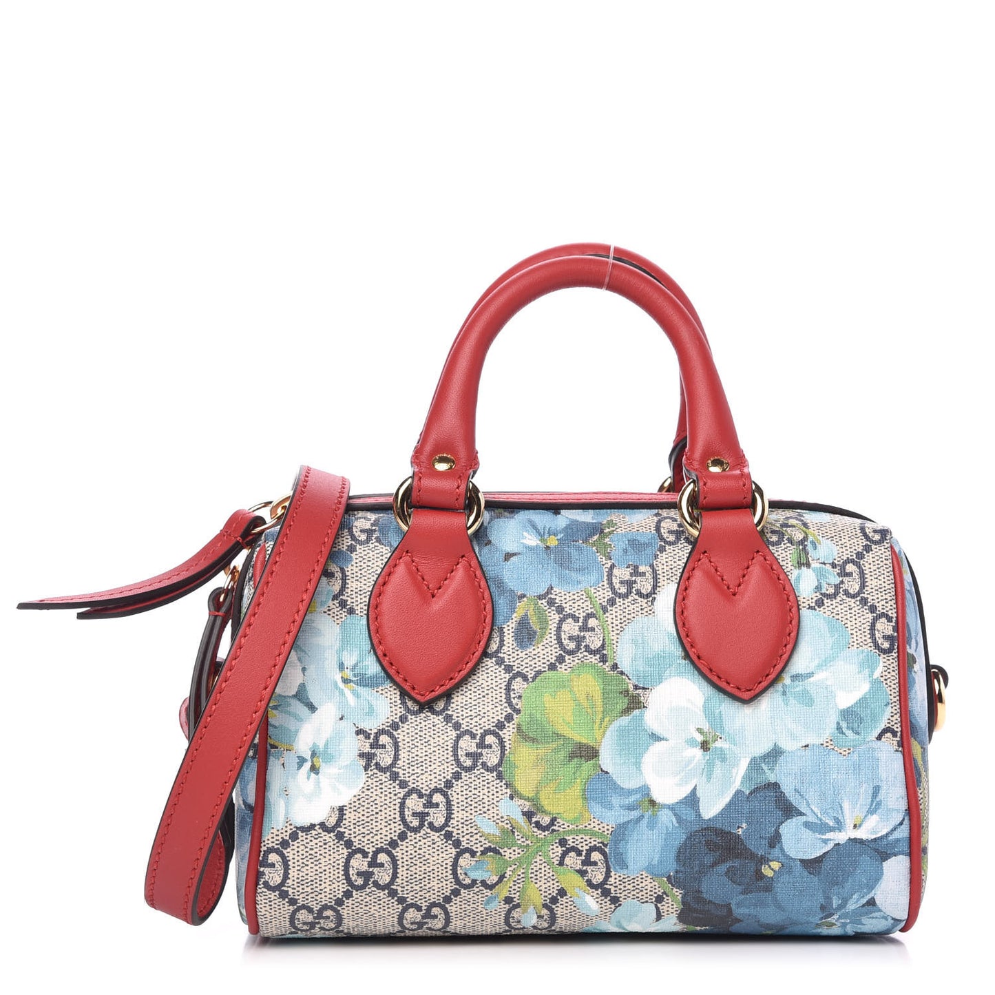 GG Supreme Monogram Blooms Mini Boston Navy Blue Hibiscus