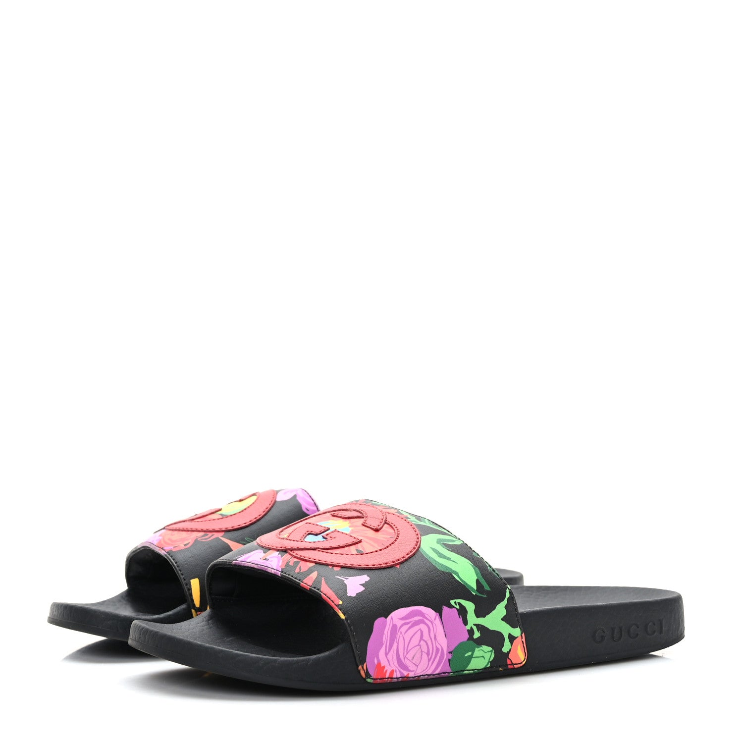 Gucci X KEN SCOTT Rubber Infinity Jenni Interlocking G Womens Pool Slide Sandals 35 Black Pink 3 of 6