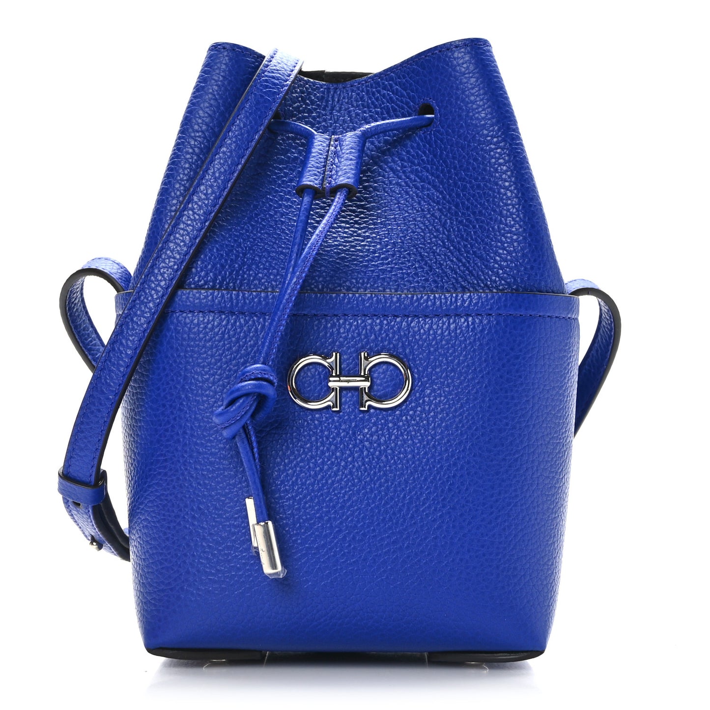 Grained Calfskin Mini Gancino Bucket Bag Bluette