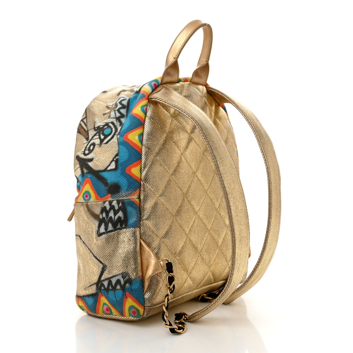 Graffiti Printed Canvas Street Spirit Backpack Multicolor